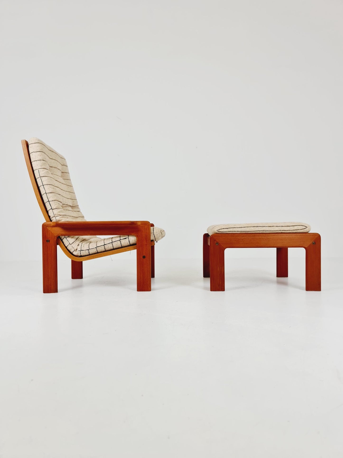 Mid century teak easy lounge chair with Ottoman by Arne Wahl Iversen for Komfort , 1960s