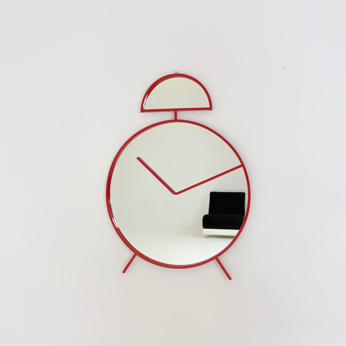 1 of 2 Mid-Century Pop Art Alarm Clock Wall Mirror by Pilm | 1970s Italy
