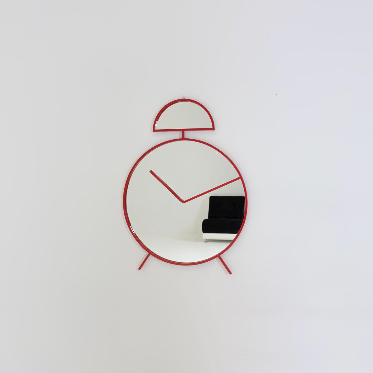 1 of 2 Mid-Century Pop Art Alarm Clock Wall Mirror by Pilm | 1970s Italy