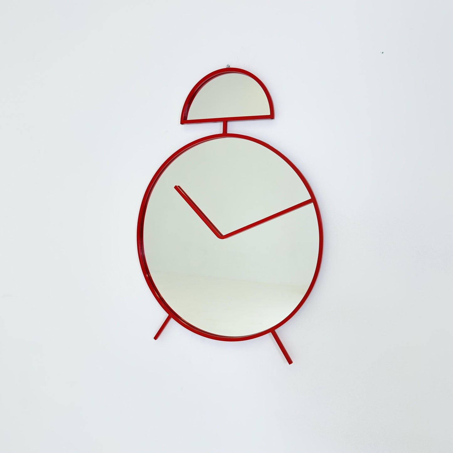 1 of 2 Mid-Century Pop Art Alarm Clock Wall Mirror by Pilm | 1970s Italy