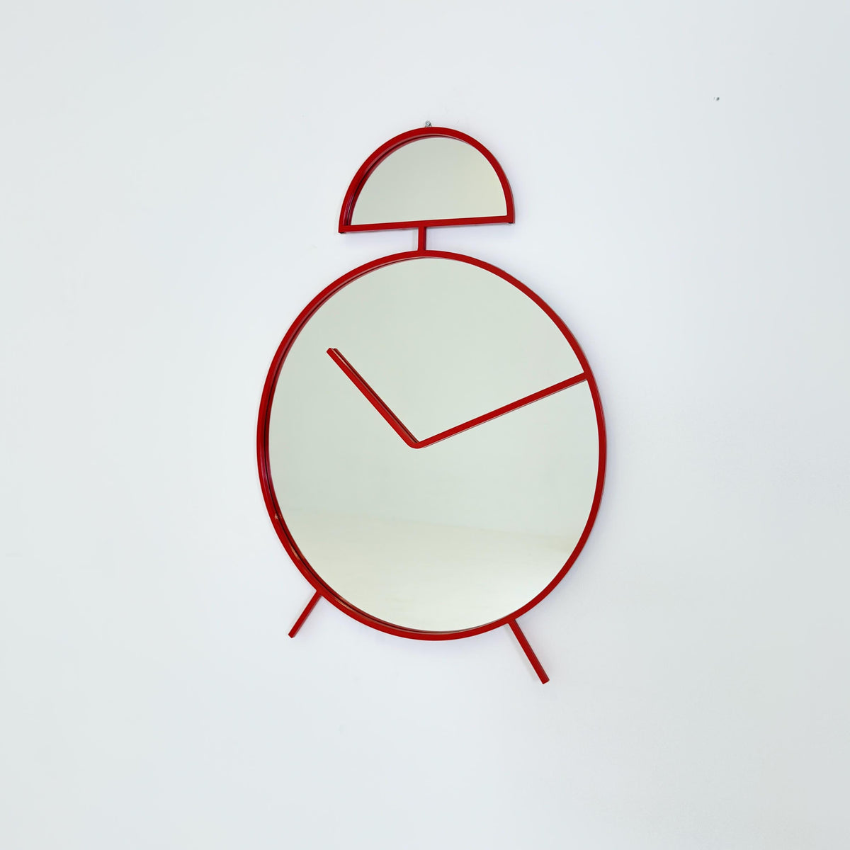 1 of 2 Mid-Century Pop Art Alarm Clock Wall Mirror by Pilm | 1970s Italy