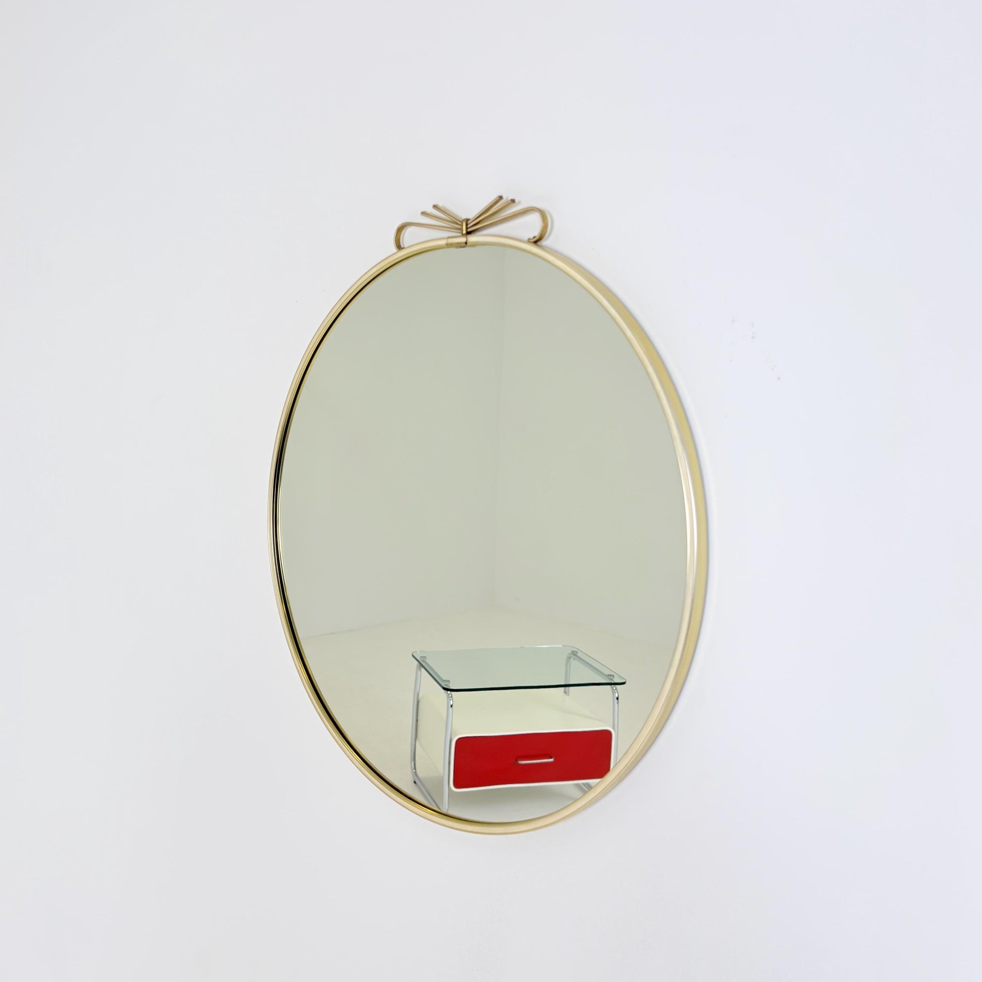 Mid-Century Modern Brass Wall Mirror by Lenz, Lenzgold, 1960s Germany