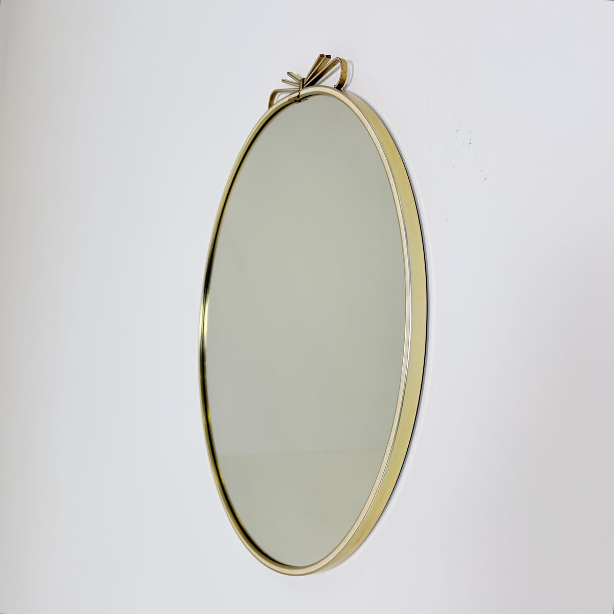 Mid-Century Modern Brass Wall Mirror by Lenz, Lenzgold, 1960s Germany