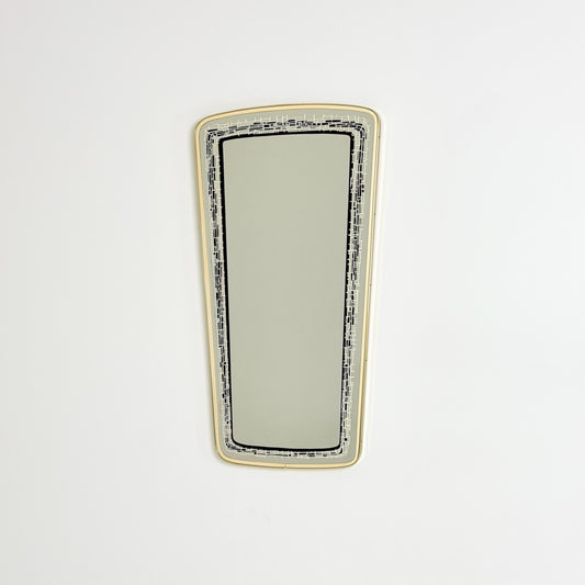 Rare Mid-Century Modern Wall Mirror with Black Mosaic Glass Detail, Germany 1960s