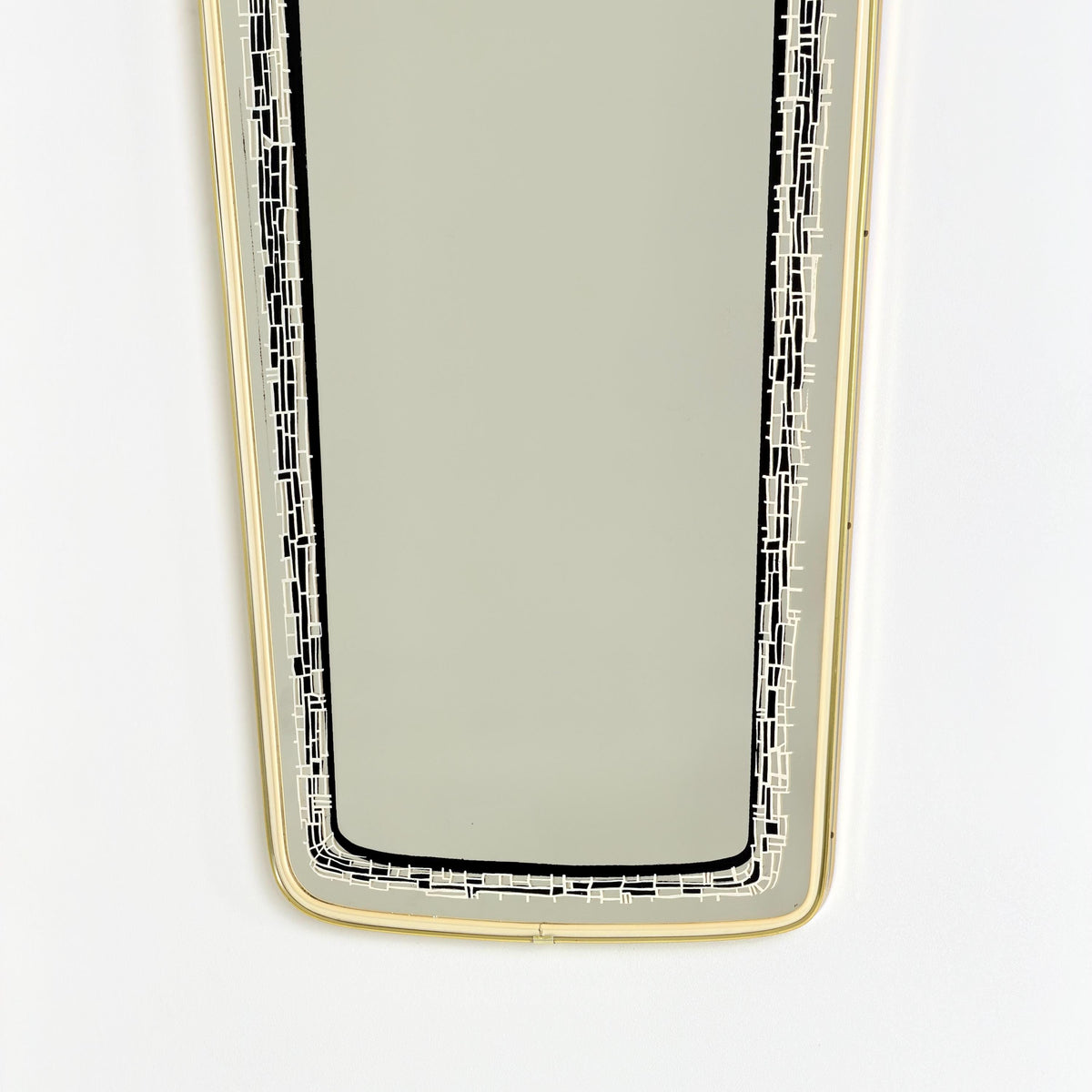 Rare Mid-Century Modern Wall Mirror with Black Mosaic Glass Detail, Germany 1960s