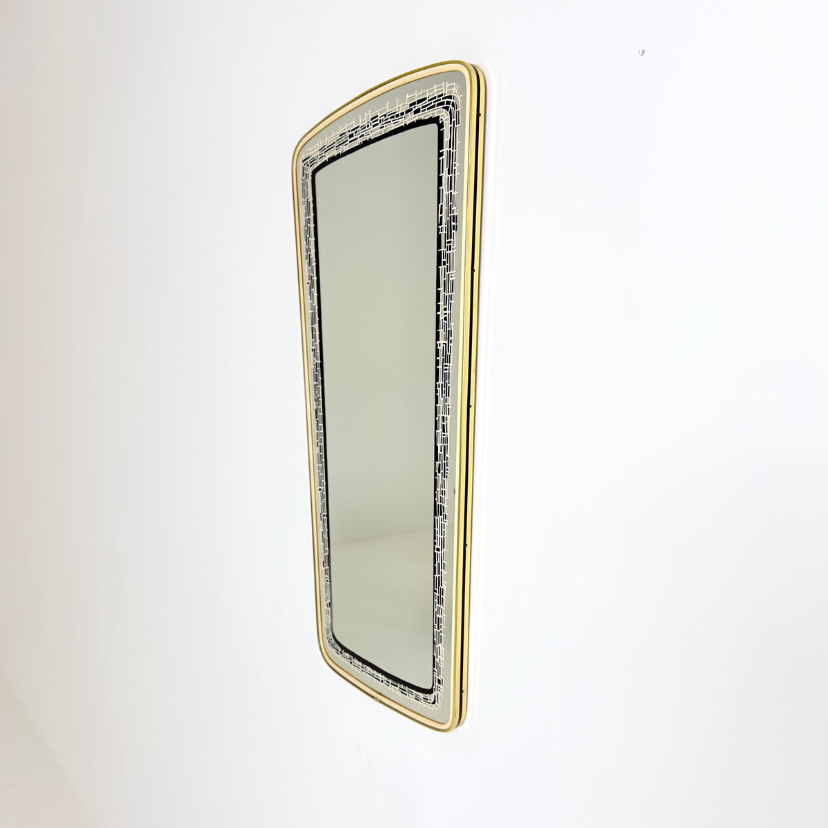 Rare Mid-Century Modern Wall Mirror with Black Mosaic Glass Detail, Germany 1960s