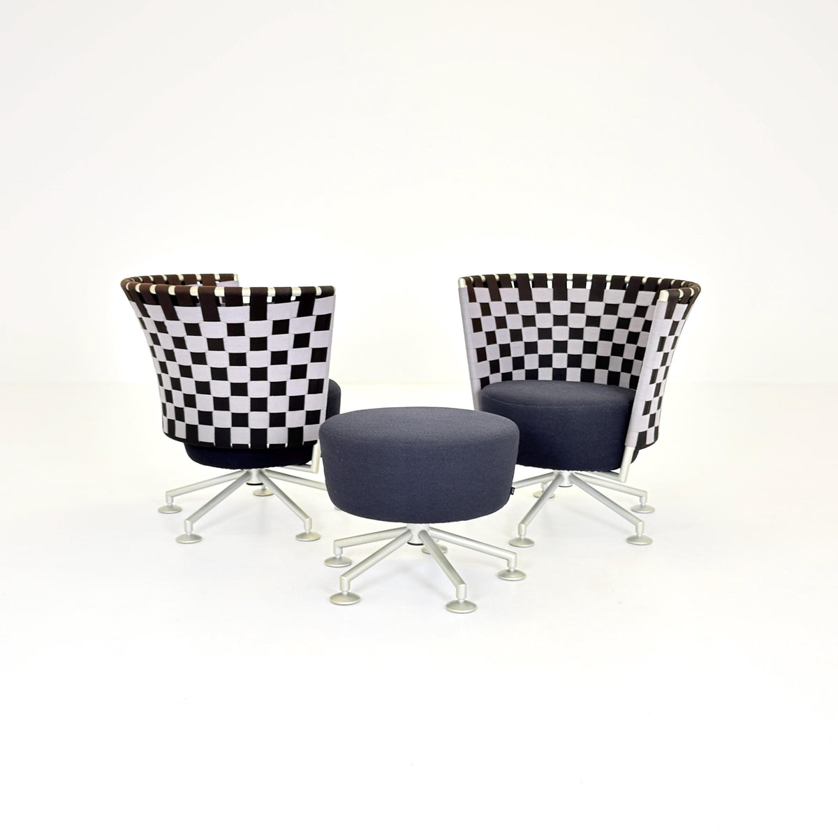 Mid century modern Peter Maly Circus Lounge Chairs & Ottoman for COR Germany, 1990s
