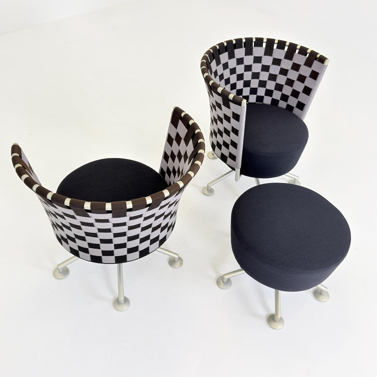 Mid century modern Peter Maly Circus Lounge Chairs & Ottoman for COR Germany, 1990s