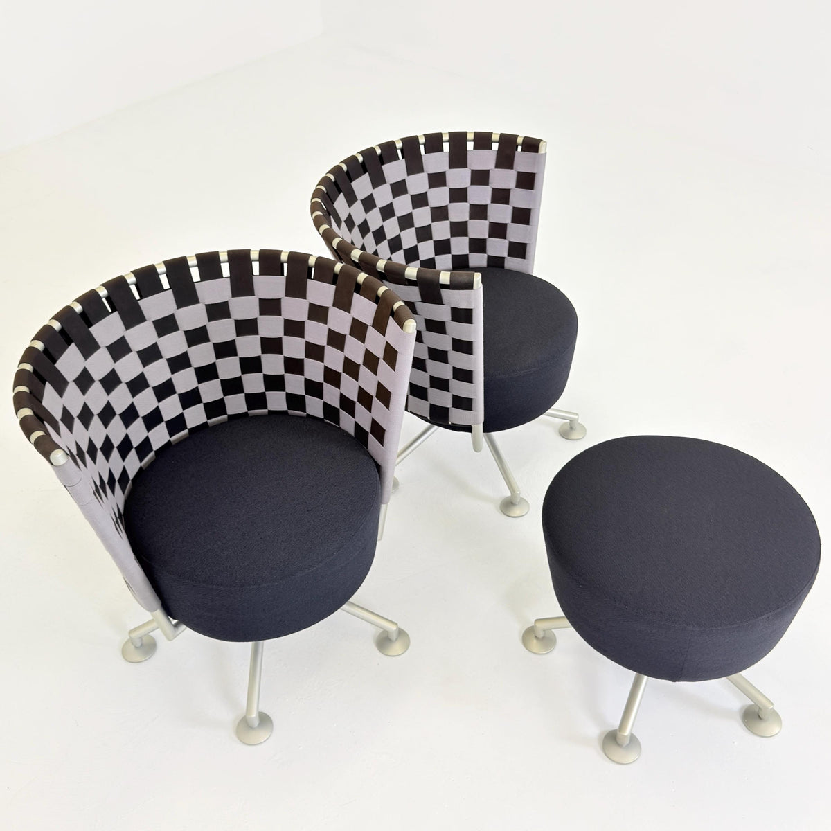 Mid century modern Peter Maly Circus Lounge Chairs & Ottoman for COR Germany, 1990s