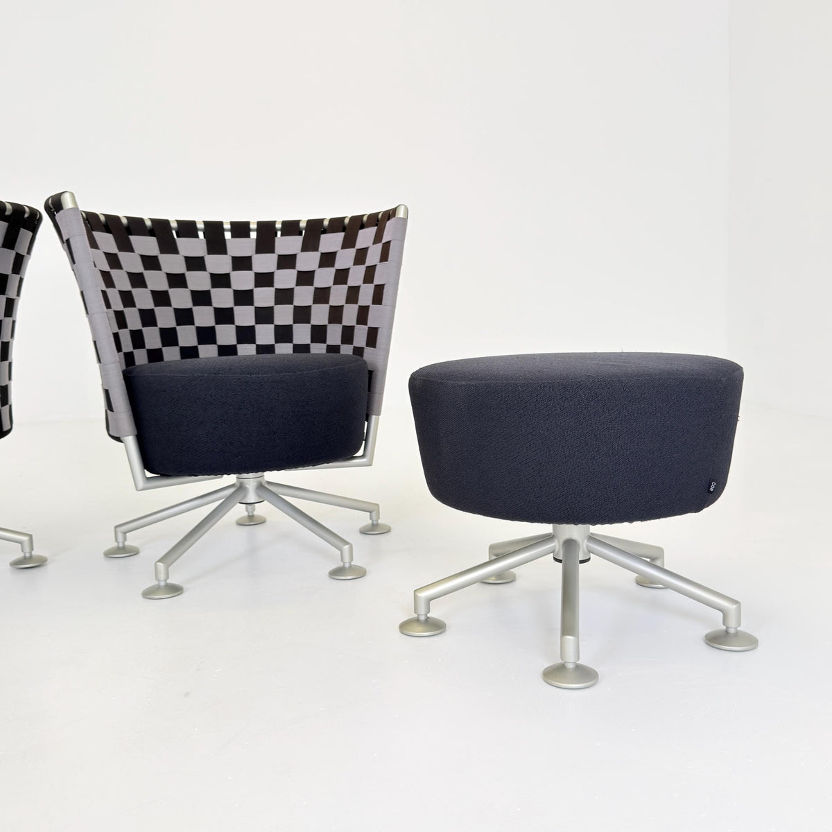 Mid century modern Peter Maly Circus Lounge Chairs & Ottoman for COR Germany, 1990s