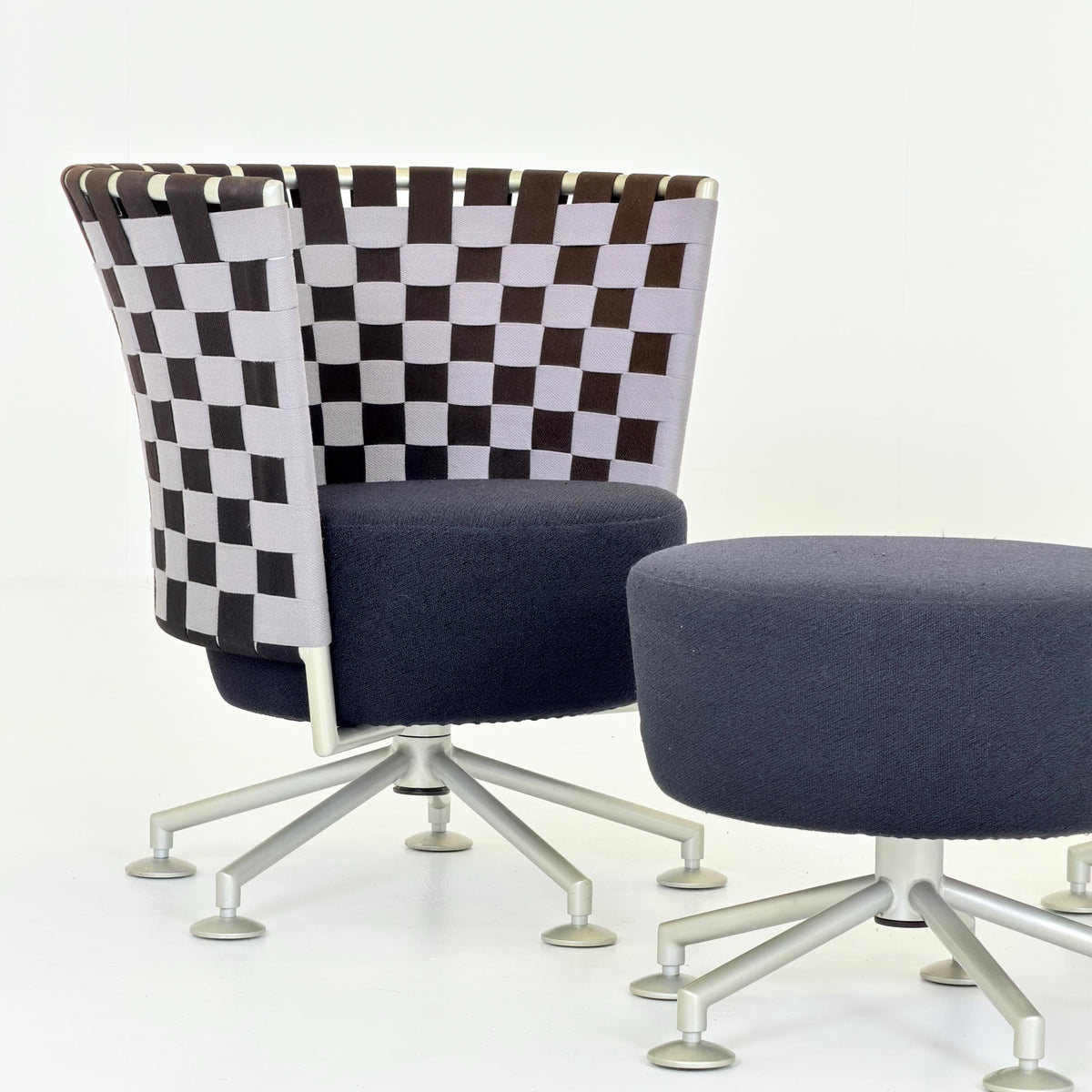Mid century modern Peter Maly Circus Lounge Chairs & Ottoman for COR Germany, 1990s
