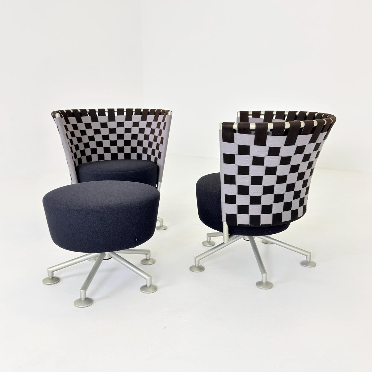 Mid century modern Peter Maly Circus Lounge Chairs & Ottoman for COR Germany, 1990s