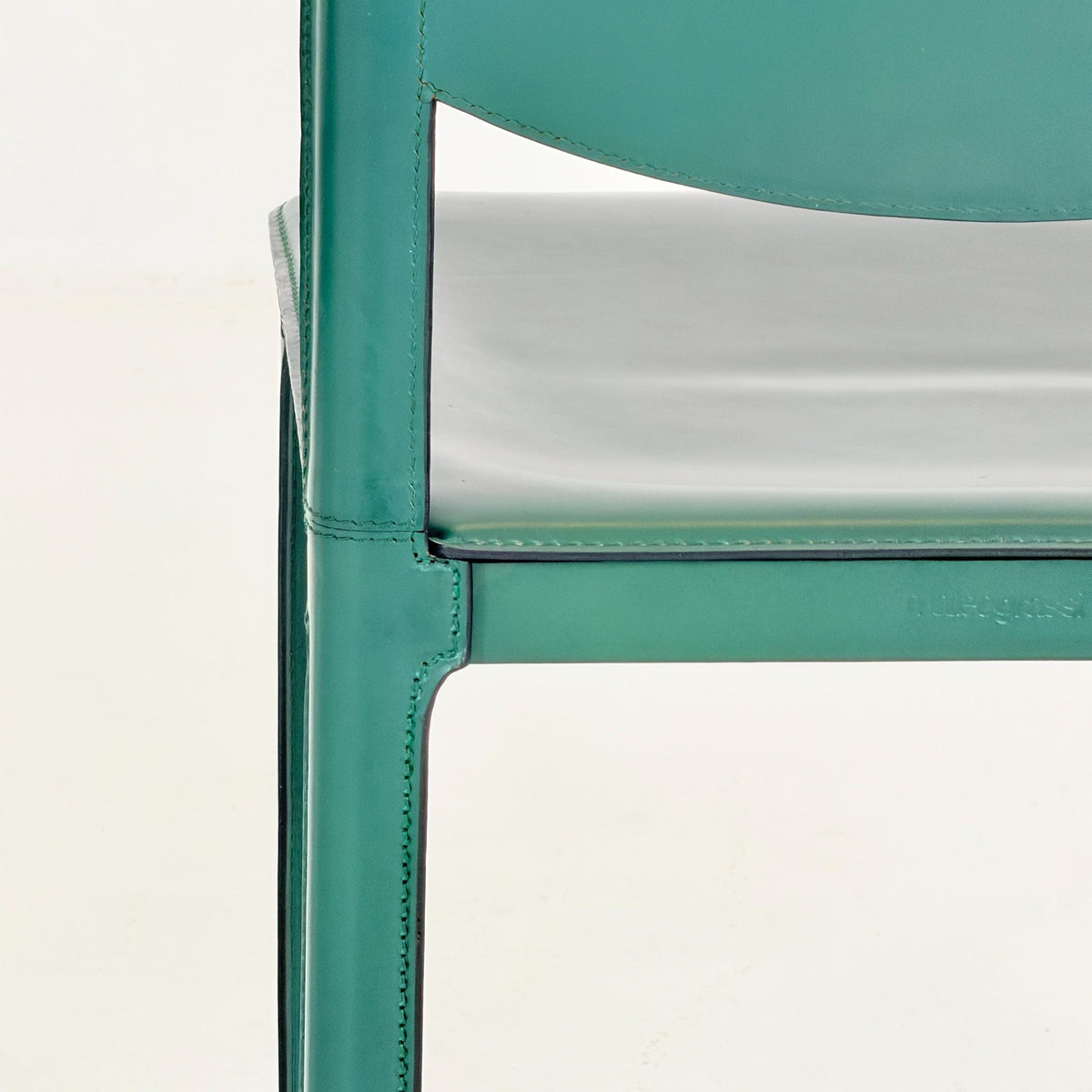 Rare Set of 4 Tito Agnoli Sistina Chairs for Matteo Grassi, Forest Green Leather, Italy 1980s