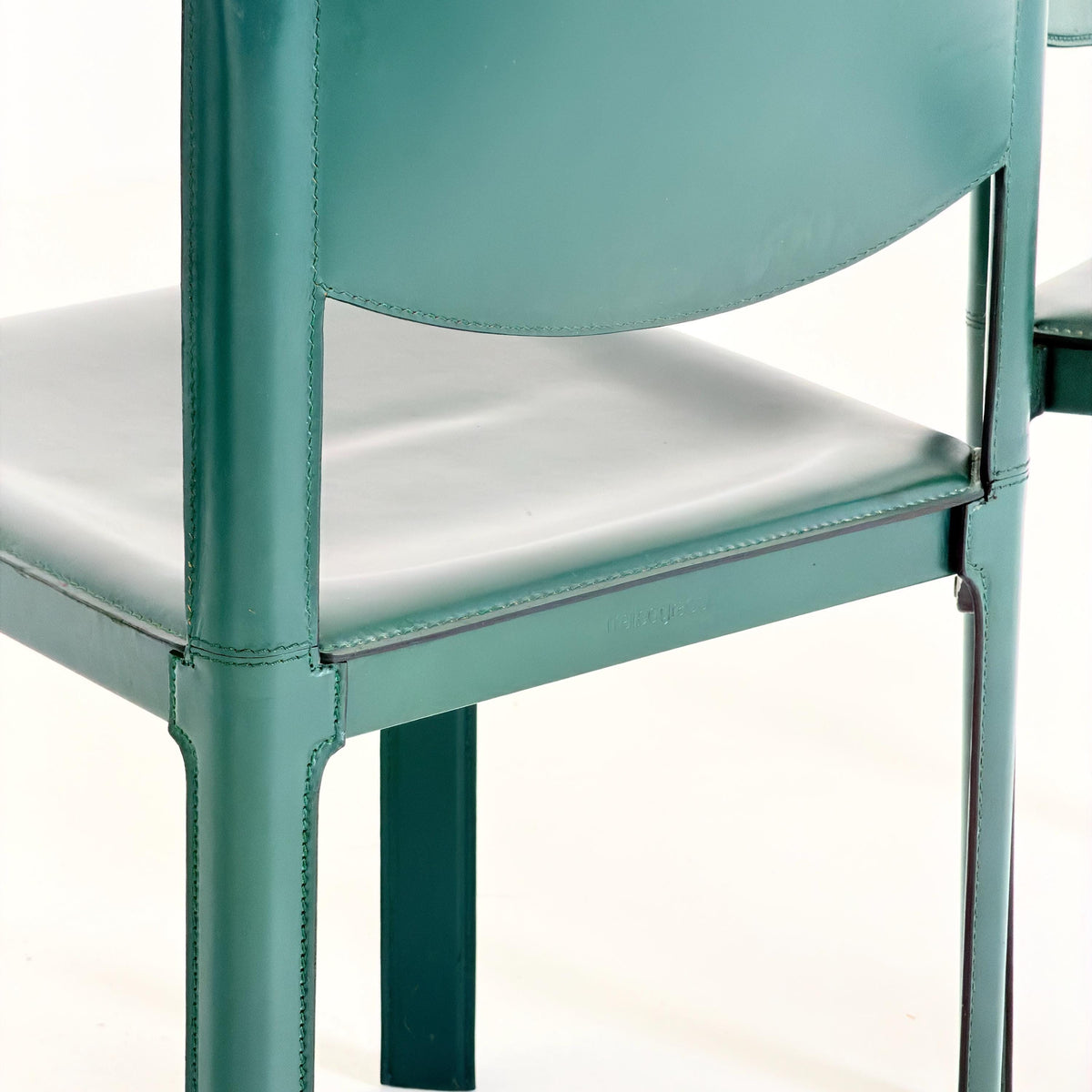 Rare Set of 4 Tito Agnoli Sistina Chairs for Matteo Grassi, Forest Green Leather, Italy 1980s