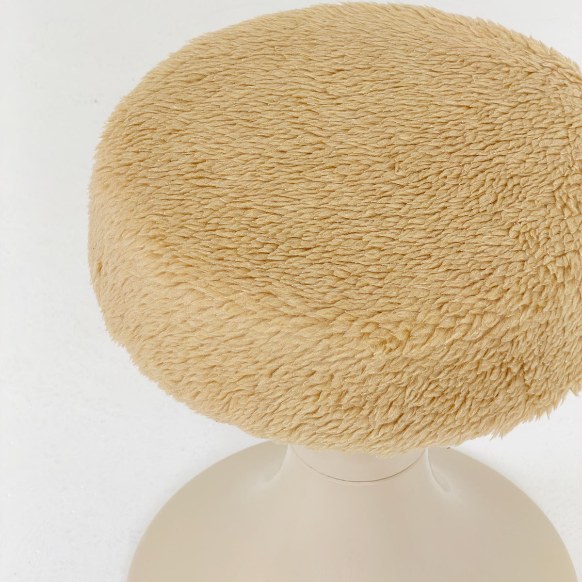 Mid century Space age beige Emsa Tulip stool with Teddy fabric cover West Germany 1970s