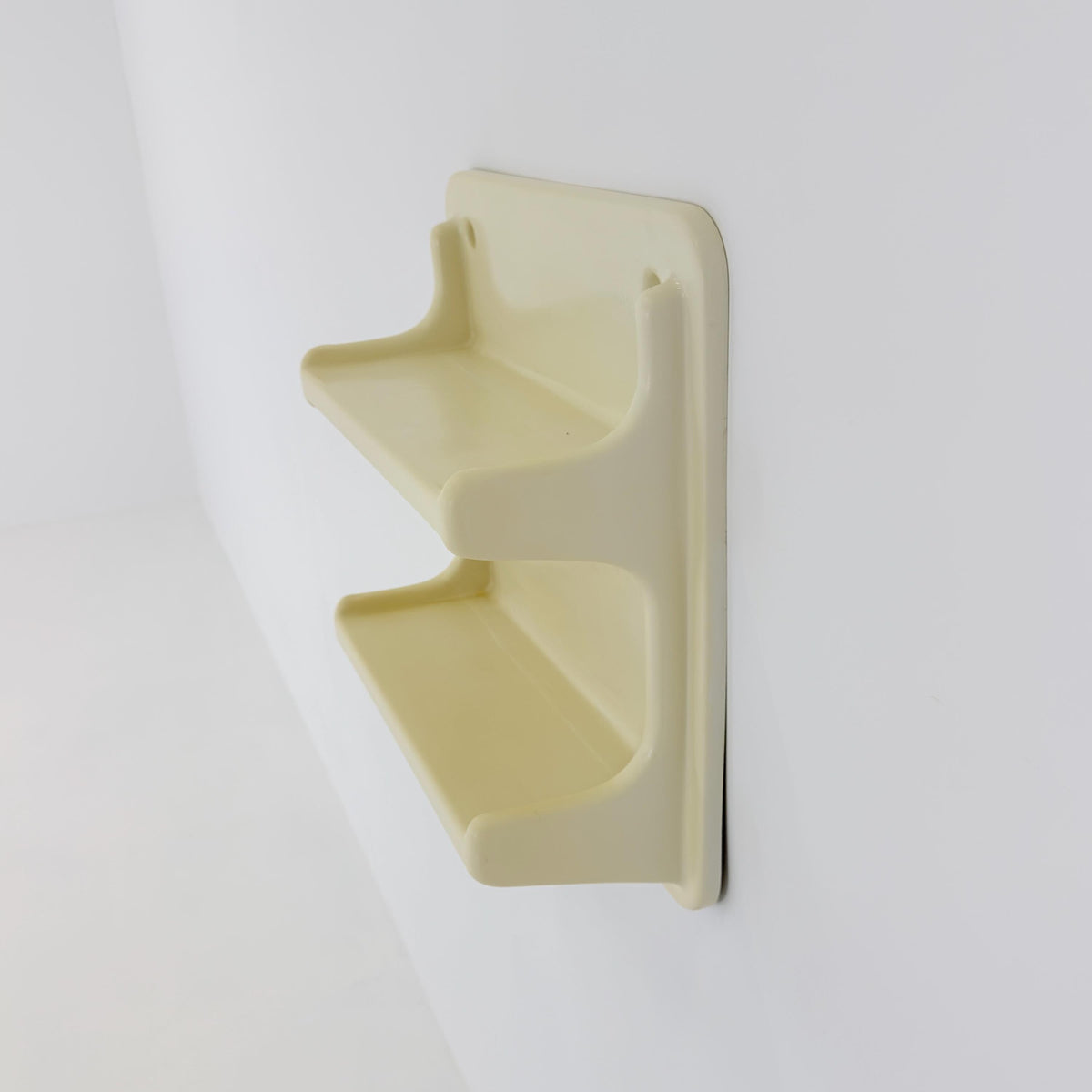 Rare Mid-Century Space Age Wall Shelf by Jean Paul Emonds-Alt, 1970s France, Cream Fiberglass, Thermoformed Plastic