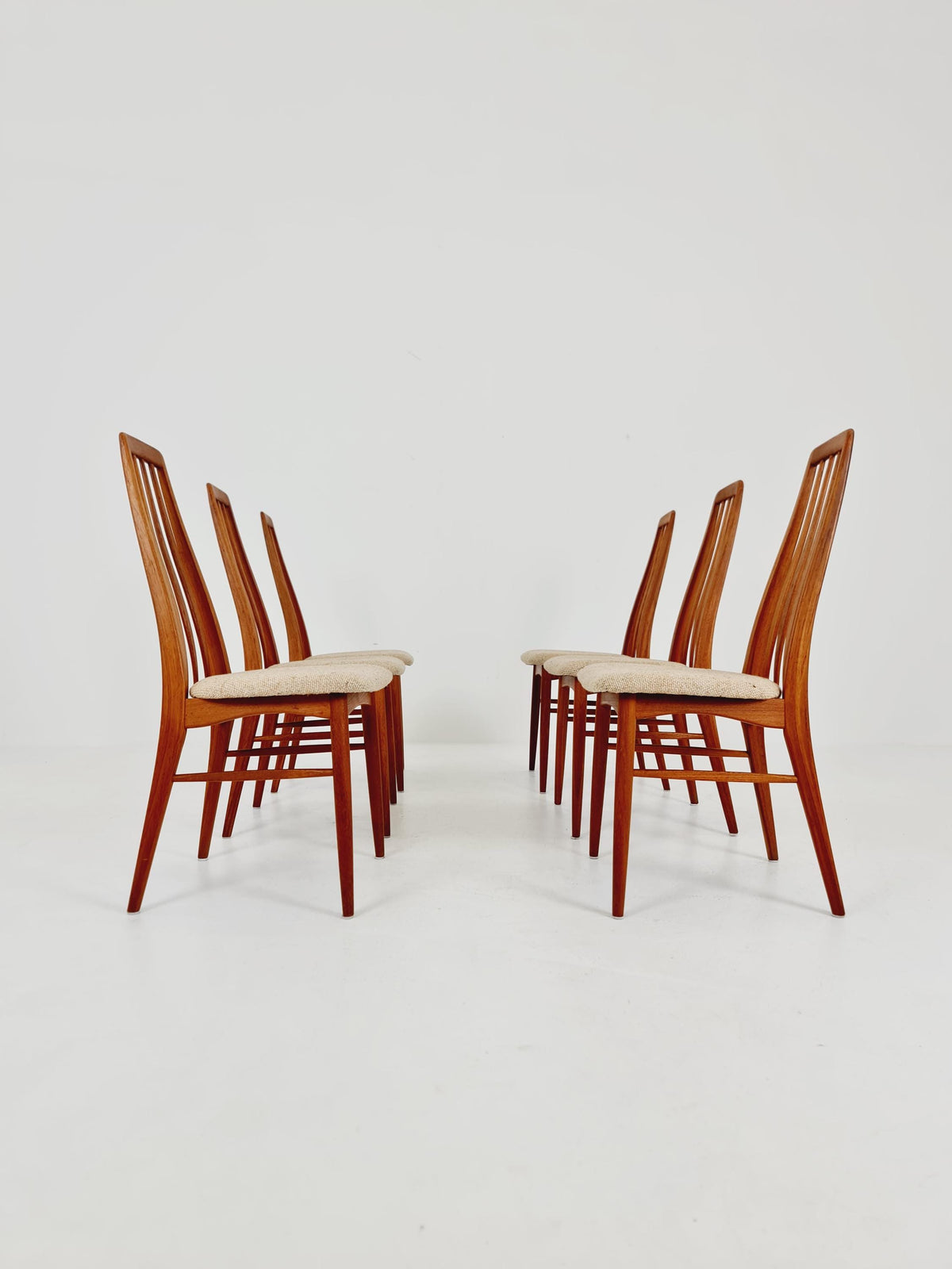 Midcentury teak Dining Eva chairs by Niels Koefoed for Koefoeds Hornslet 1960s, set of 6