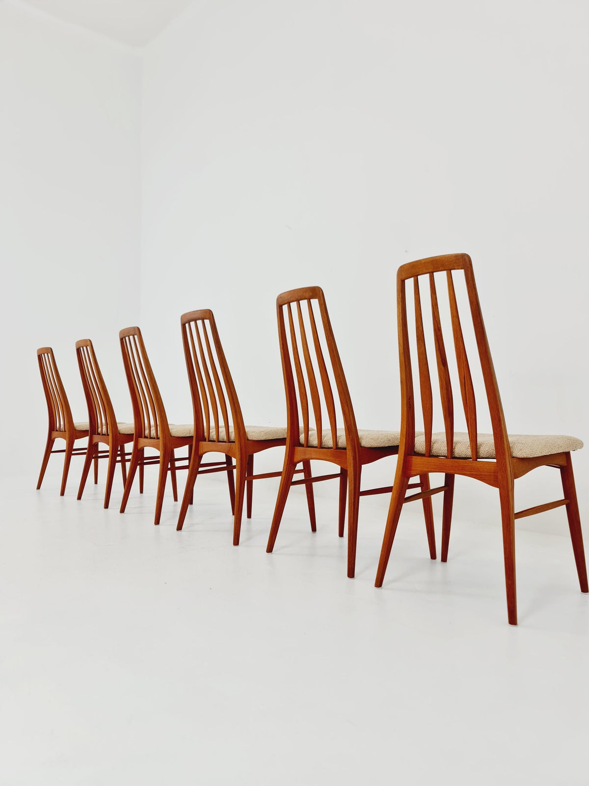 Midcentury teak Dining Eva chairs by Niels Koefoed for Koefoeds Hornslet 1960s, set of 6