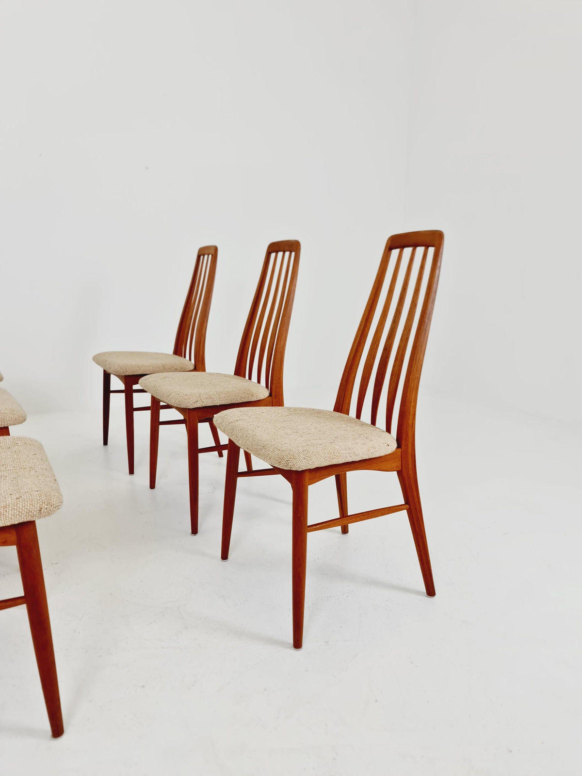 Midcentury teak Dining Eva chairs by Niels Koefoed for Koefoeds Hornslet 1960s, set of 6