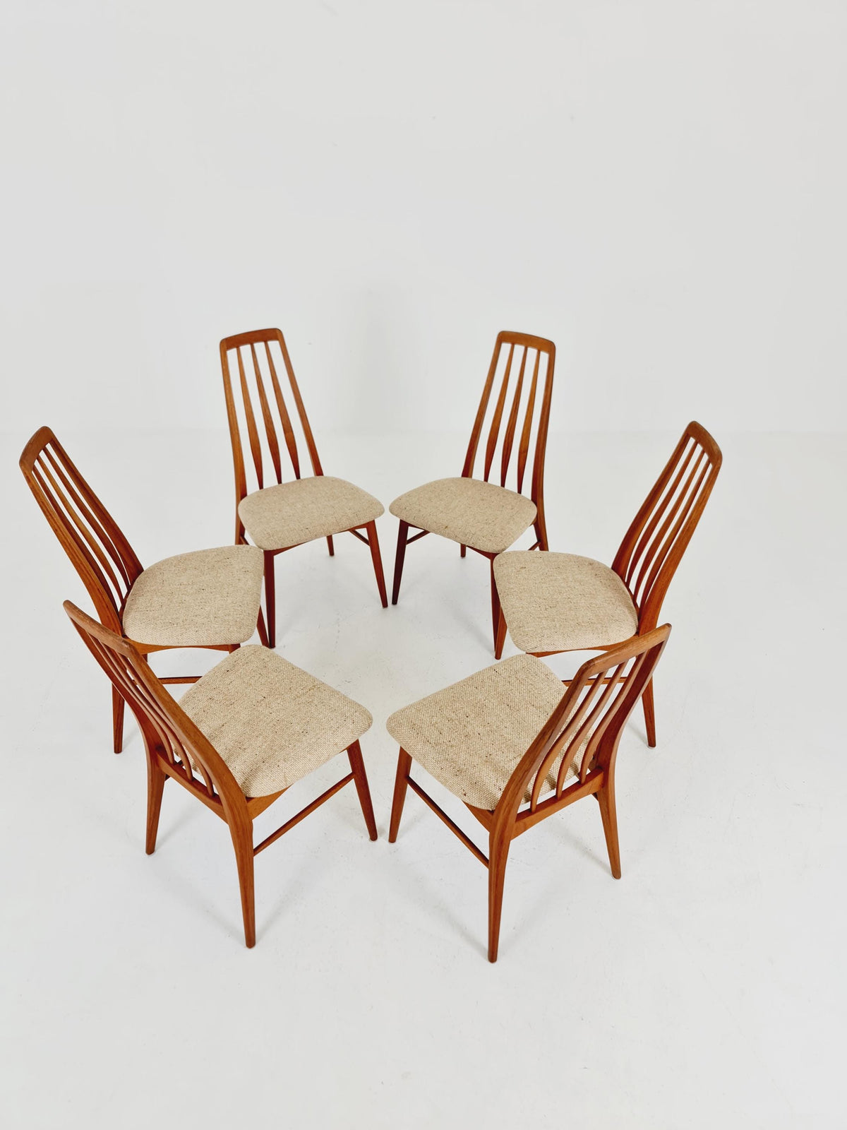 Midcentury teak Dining Eva chairs by Niels Koefoed for Koefoeds Hornslet 1960s, set of 6