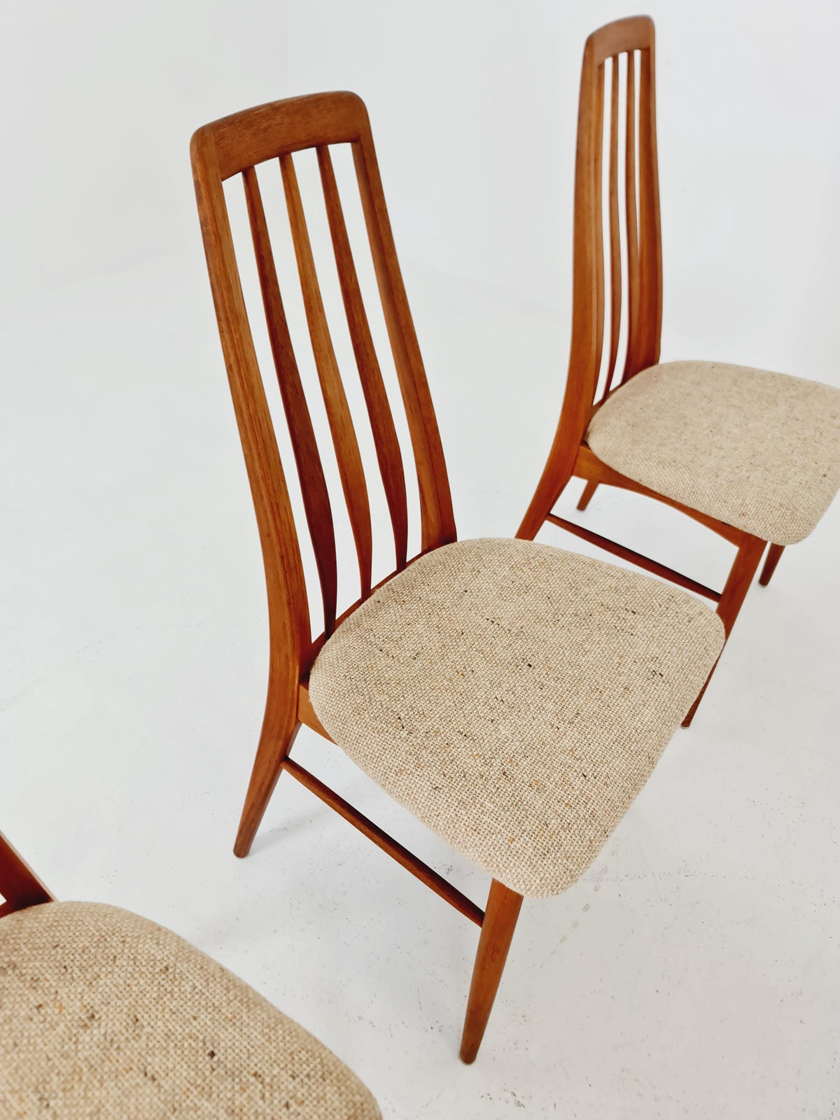 Midcentury teak Dining Eva chairs by Niels Koefoed for Koefoeds Hornslet 1960s, set of 6