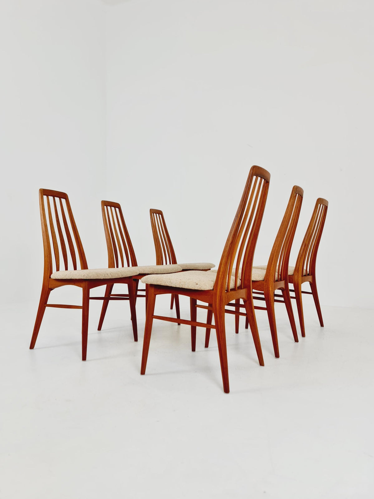 Midcentury teak Dining Eva chairs by Niels Koefoed for Koefoeds Hornslet 1960s, set of 6
