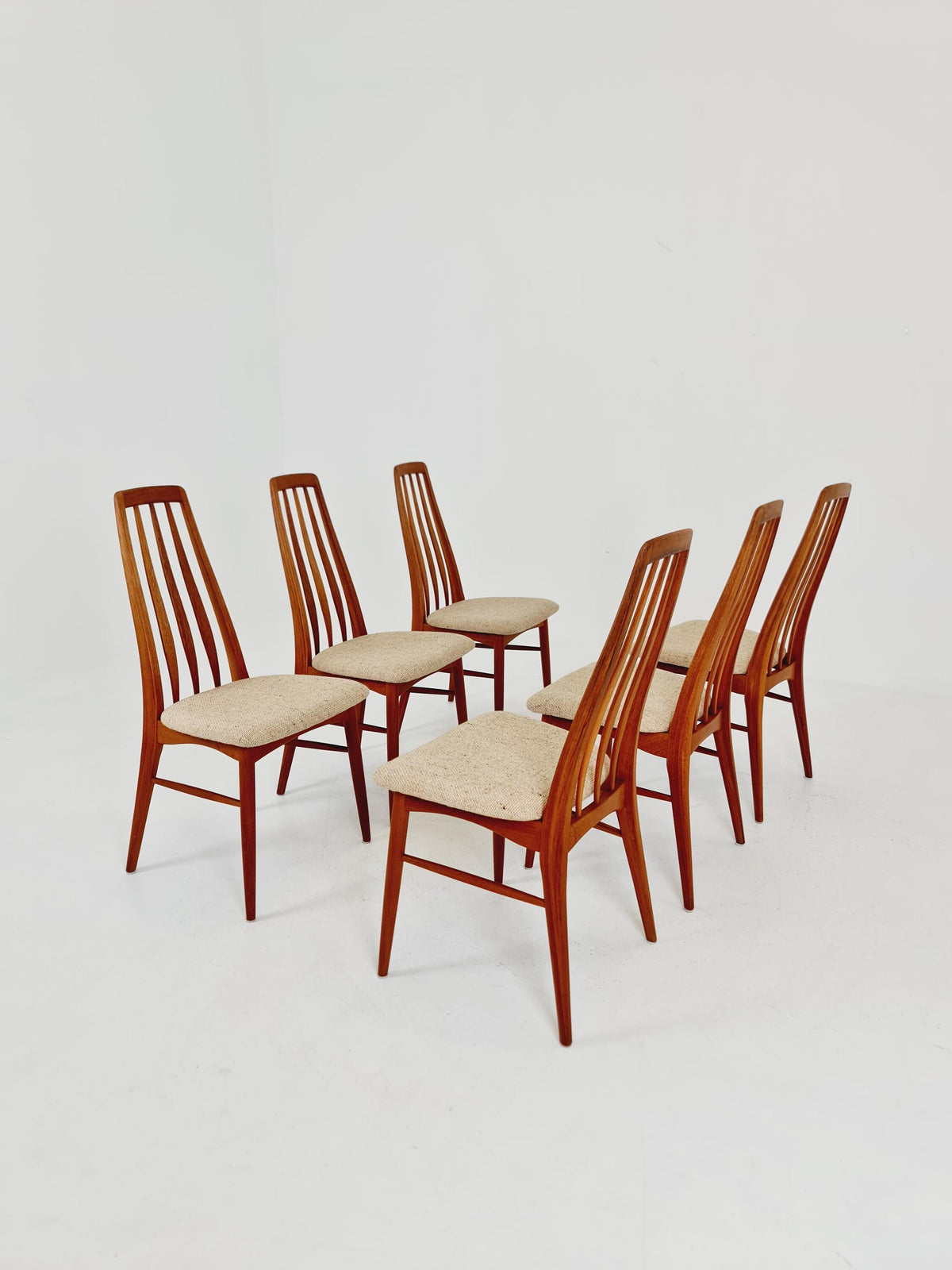 Midcentury teak Dining Eva chairs by Niels Koefoed for Koefoeds Hornslet 1960s, set of 6