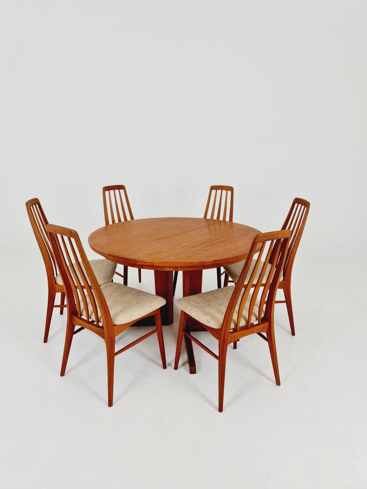 Midcentury teak Dining Eva chairs by Niels Koefoed for Koefoeds Hornslet 1960s, set of 6