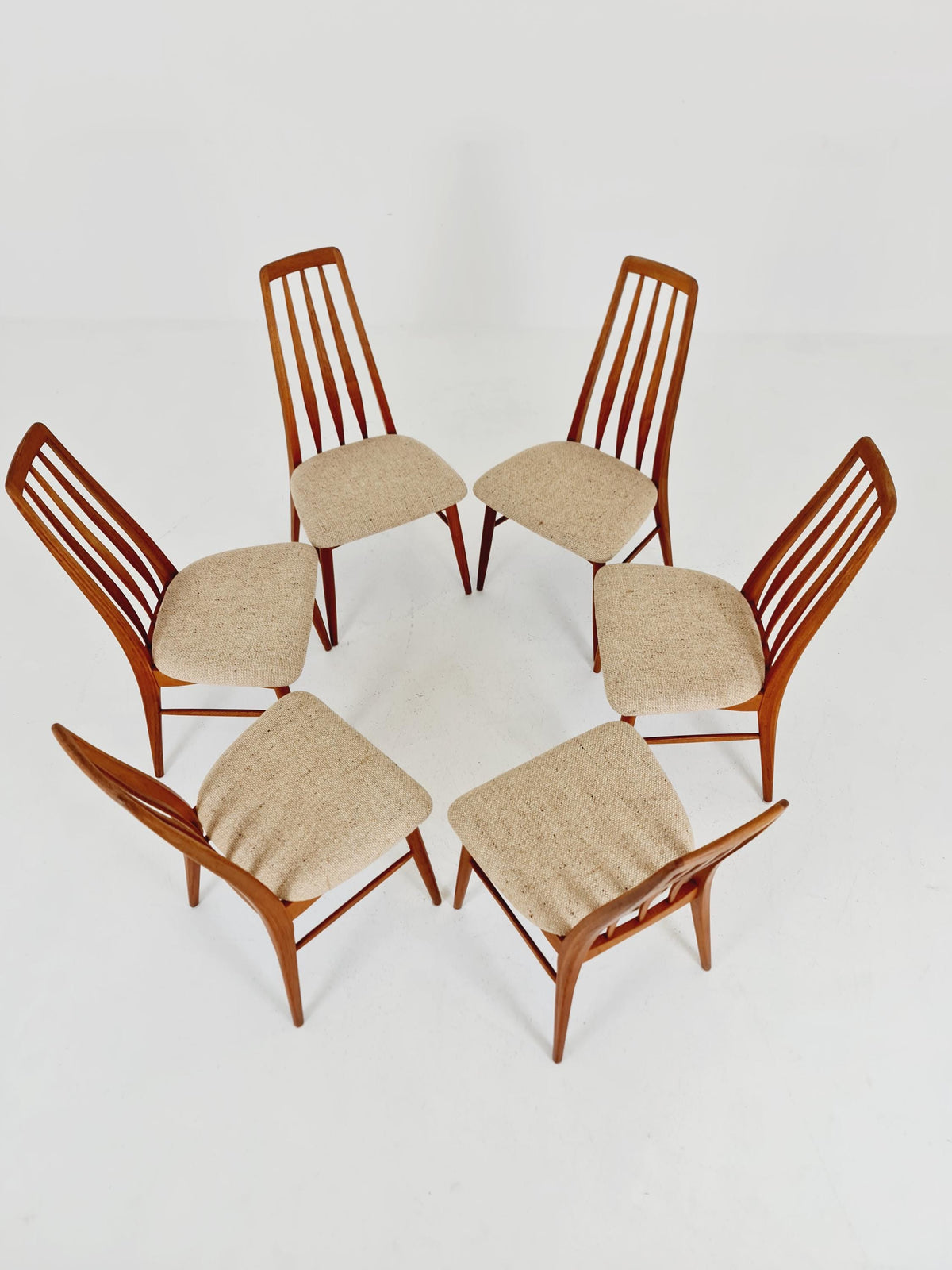 Midcentury teak Dining Eva chairs by Niels Koefoed for Koefoeds Hornslet 1960s, set of 6