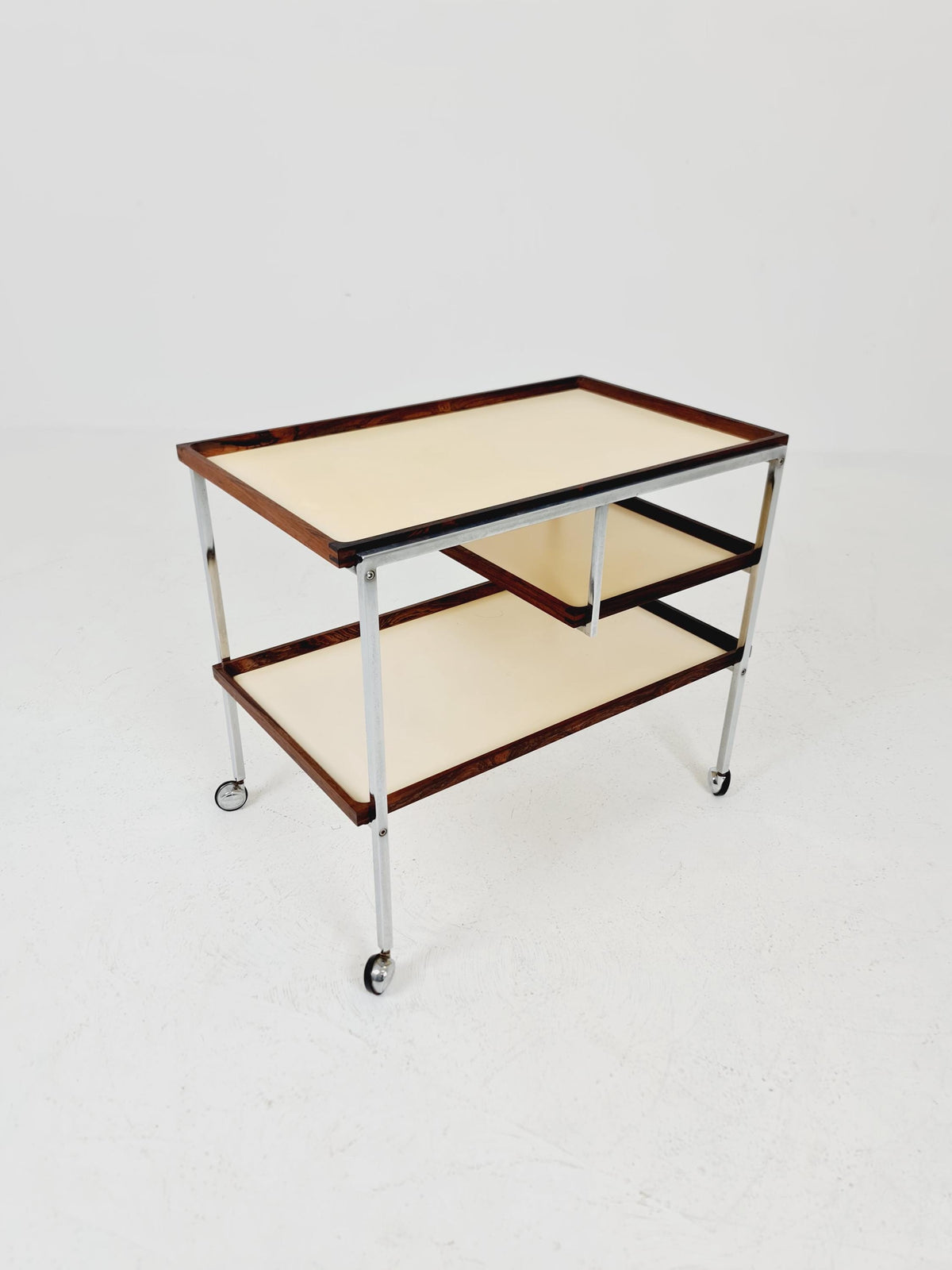 Rare Vintage Danish mid century trolley bar cart by Poul Nørreklit for cabinetmaker E. Pedersen 1960s