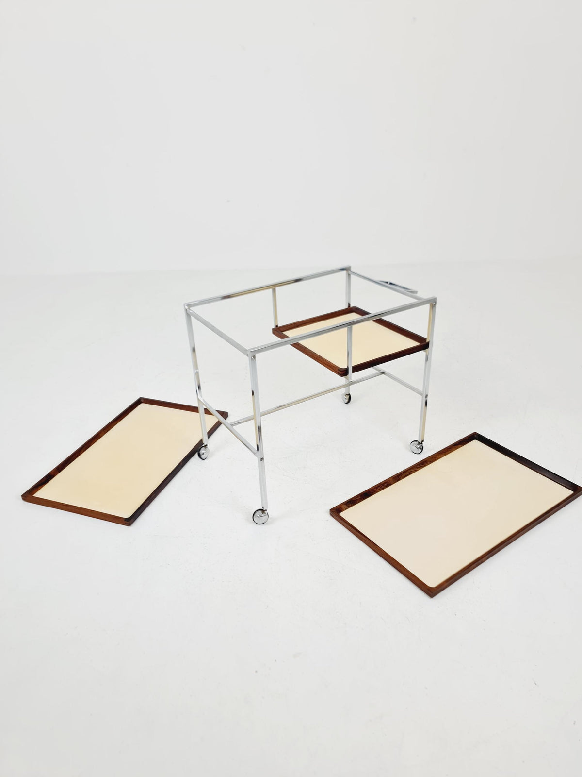 Rare Vintage Danish mid century trolley bar cart by Poul Nørreklit for cabinetmaker E. Pedersen 1960s