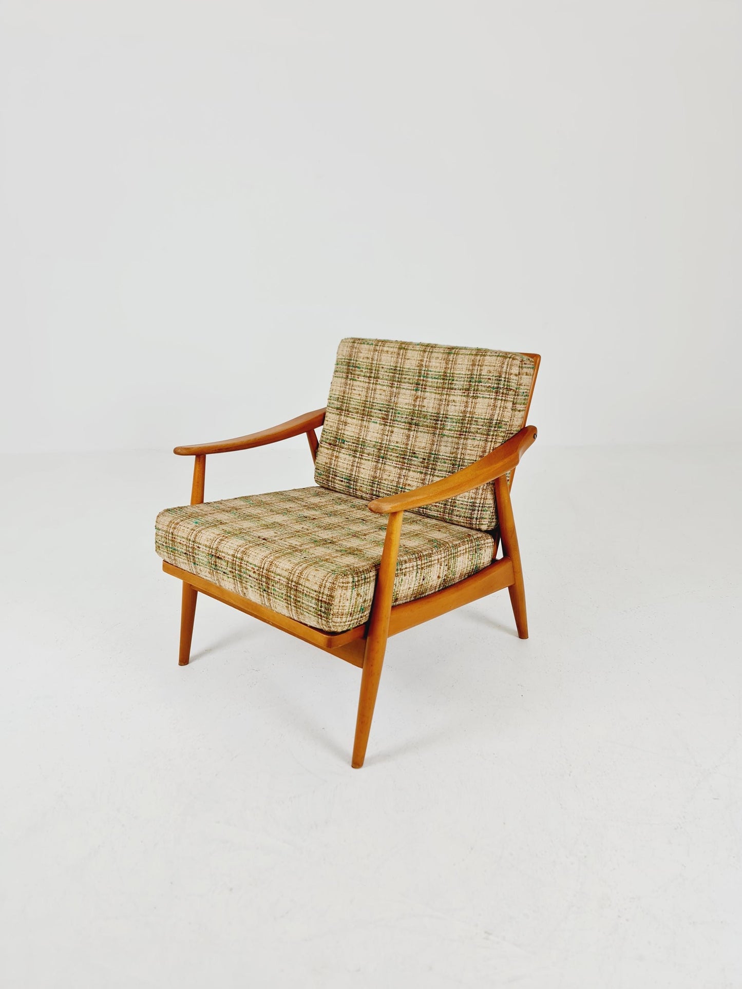 Rare Mid-century vintage Danish beech Lounge chair, 1960s
