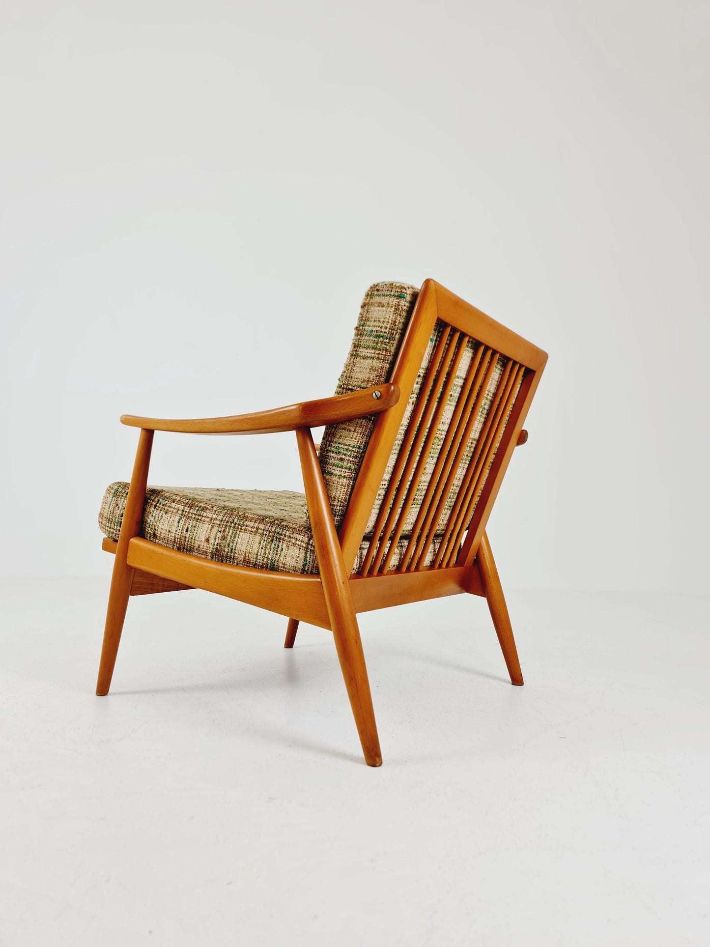 Rare Mid-century vintage Danish beech Lounge chair, 1960s