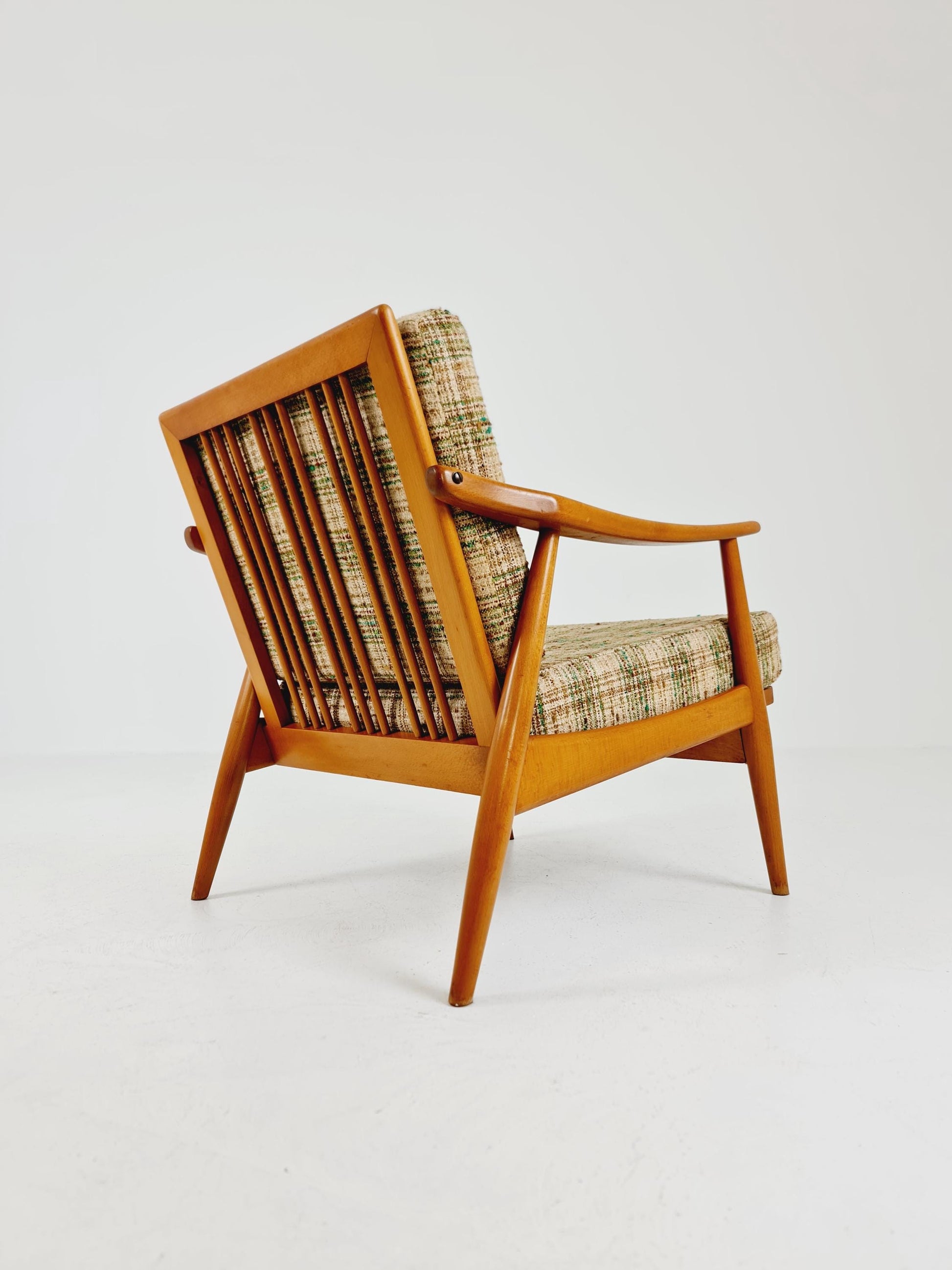 Rare Mid-century vintage Danish beech Lounge chair, 1960s