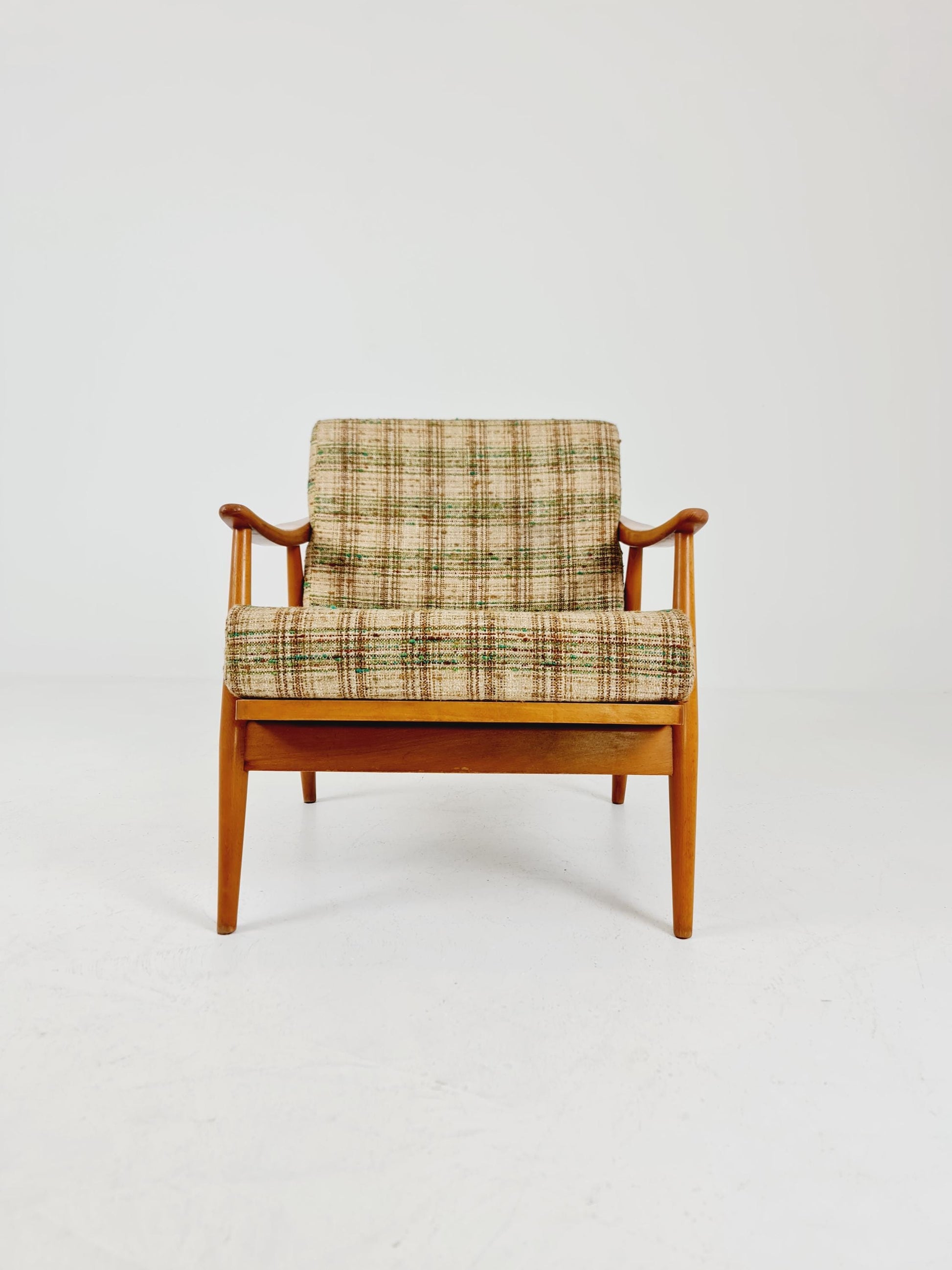 Rare Mid-century vintage Danish beech Lounge chair, 1960s