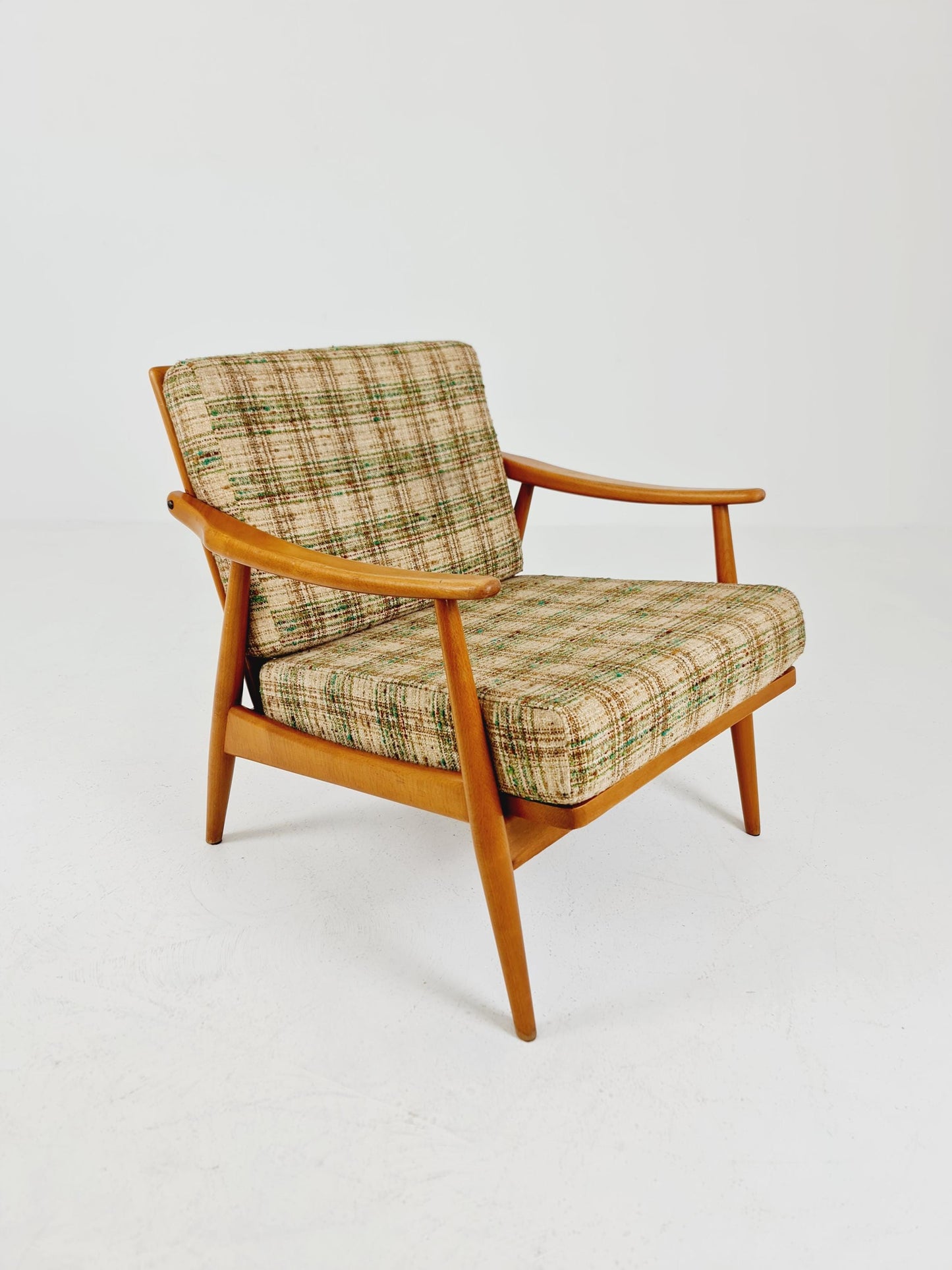 Rare Mid-century vintage Danish beech Lounge chair, 1960s