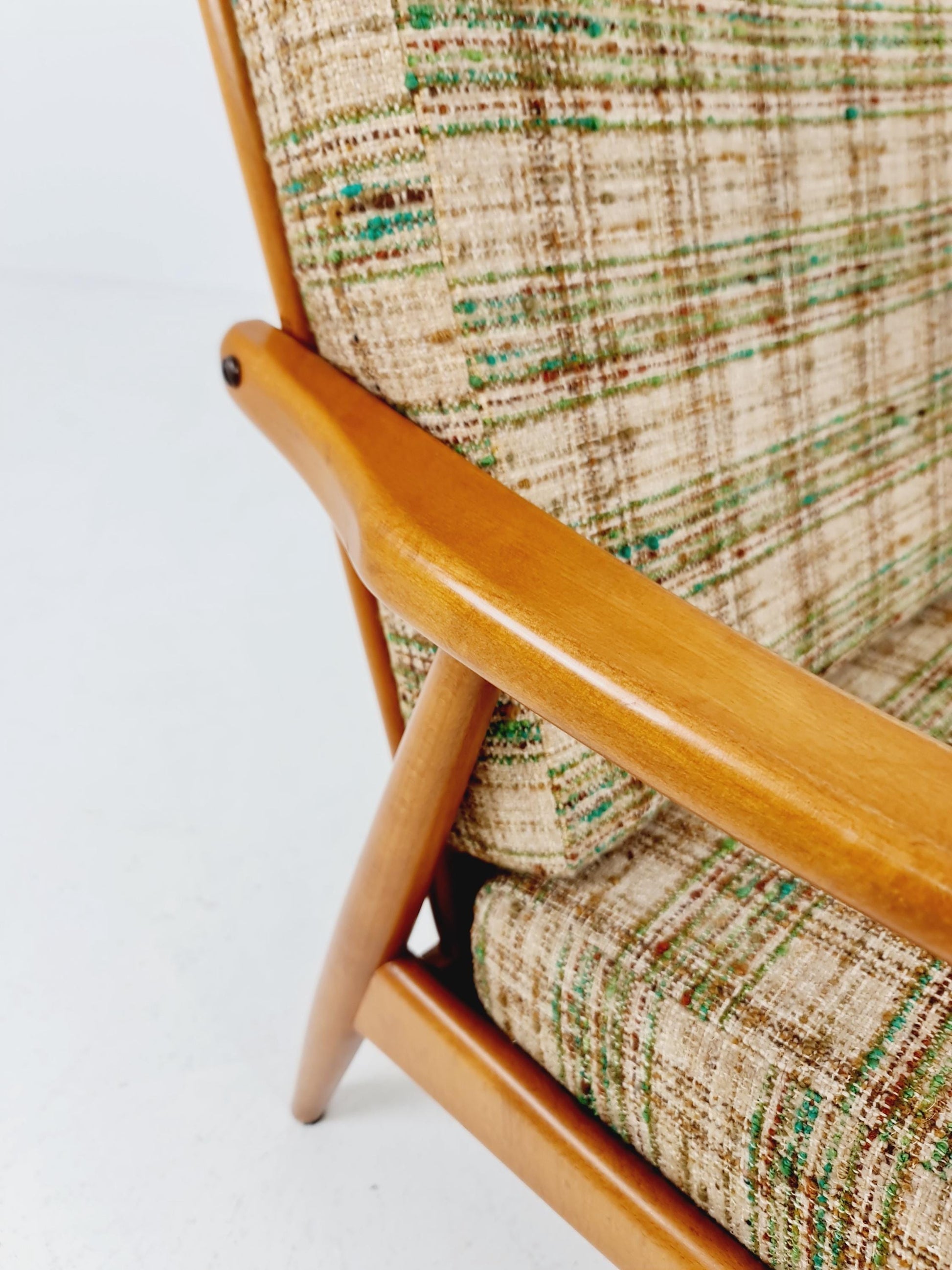Rare Mid-century vintage Danish beech Lounge chair, 1960s