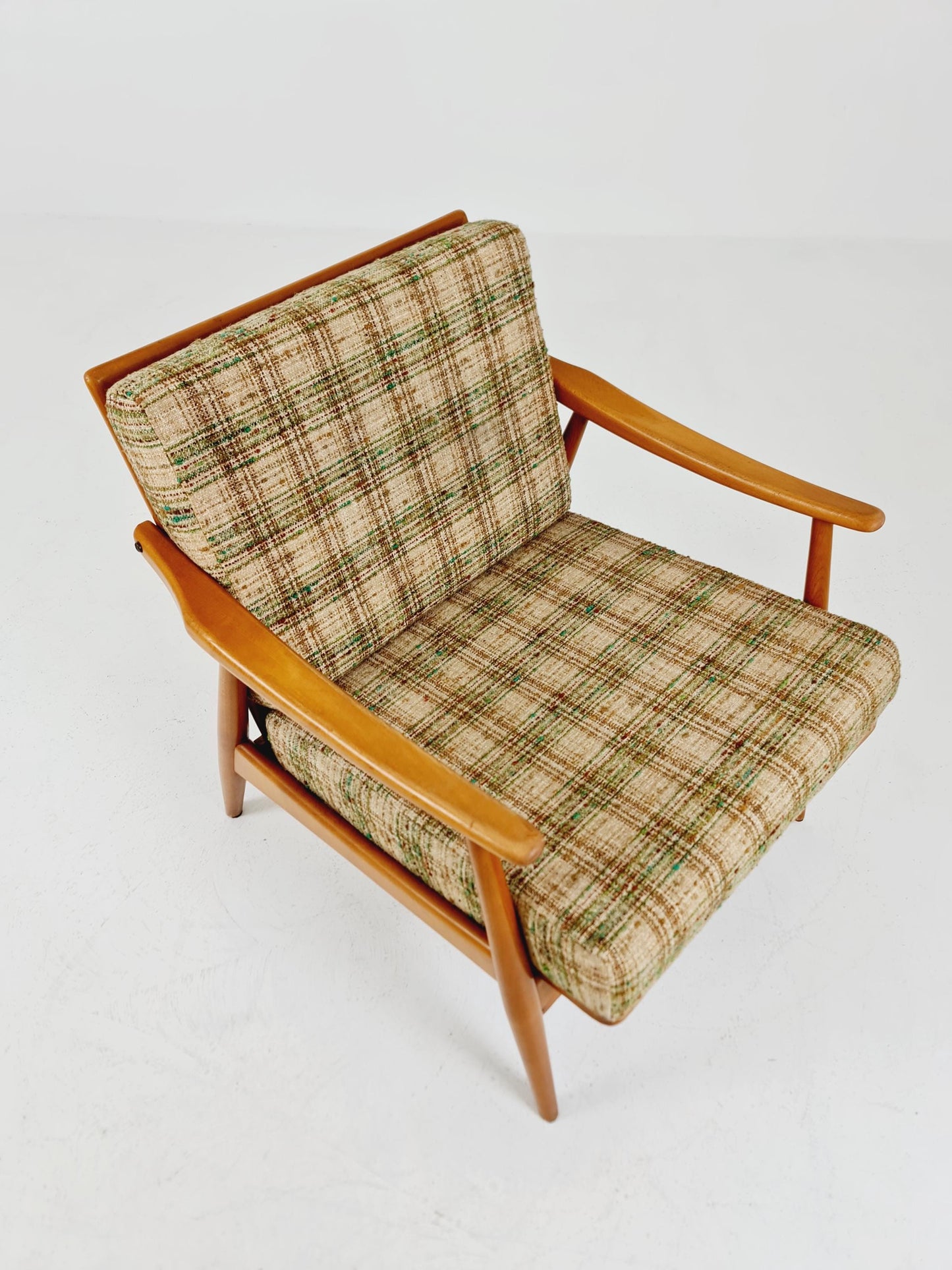 Rare Mid-century vintage Danish beech Lounge chair, 1960s