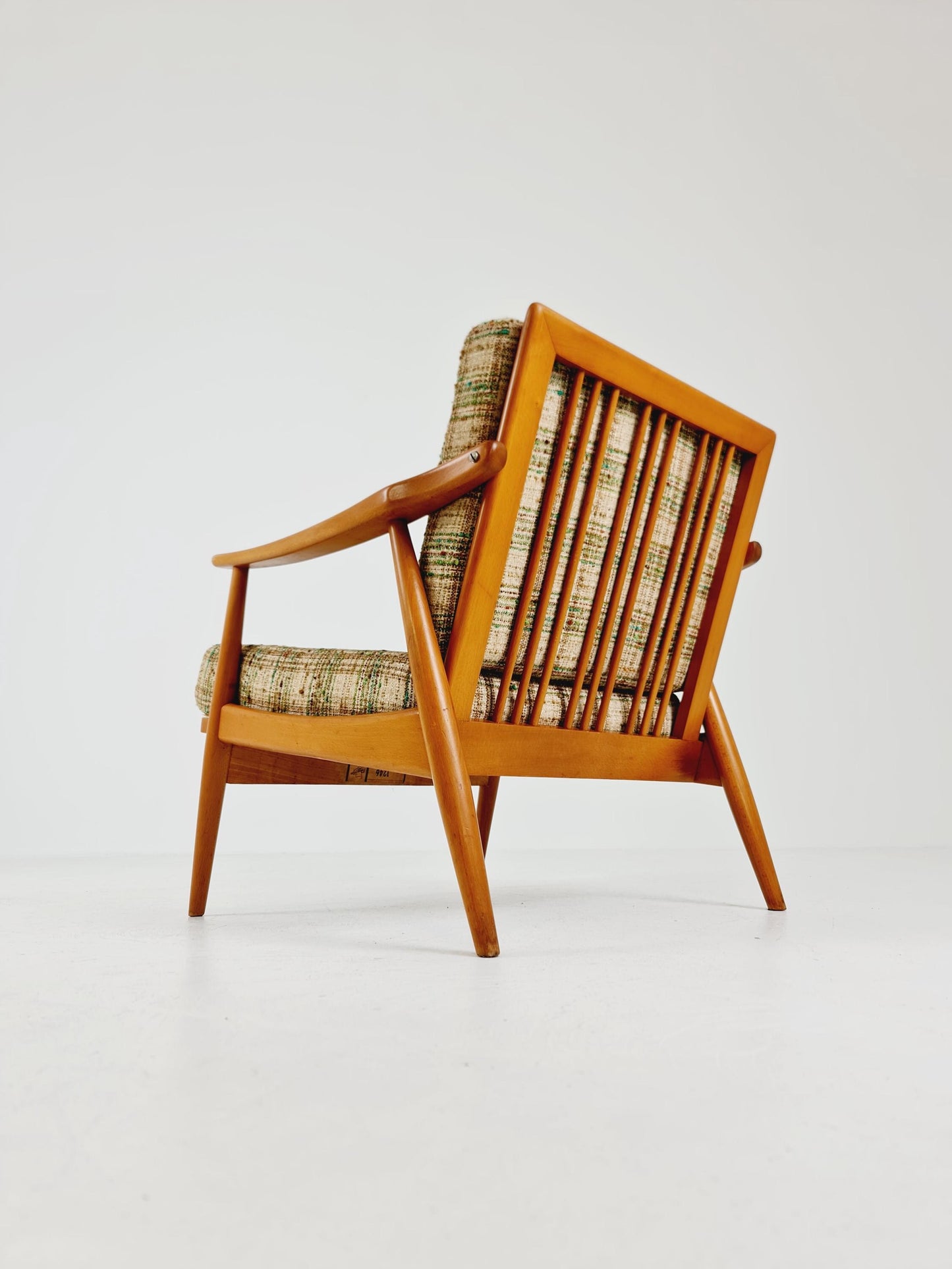 Rare Mid-century vintage Danish beech Lounge chair, 1960s