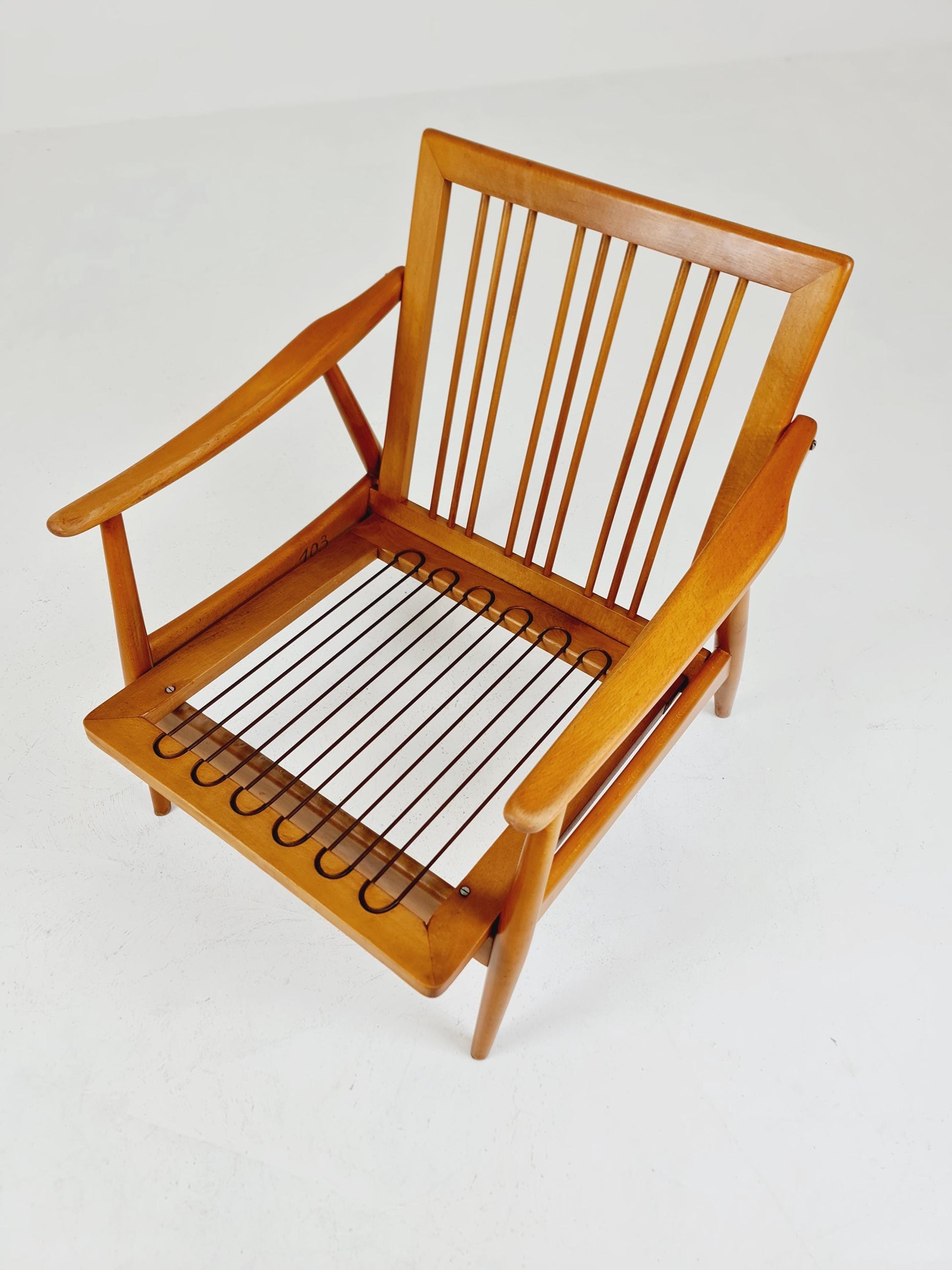 Rare Mid-century vintage Danish beech Lounge chair, 1960s