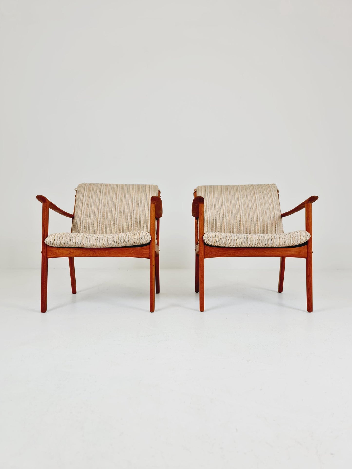 Mid-century Rare Danish teak lounge chair/ Easy chair by Ole Wanscher for Poul Jeppesens , 1960s Set of 2