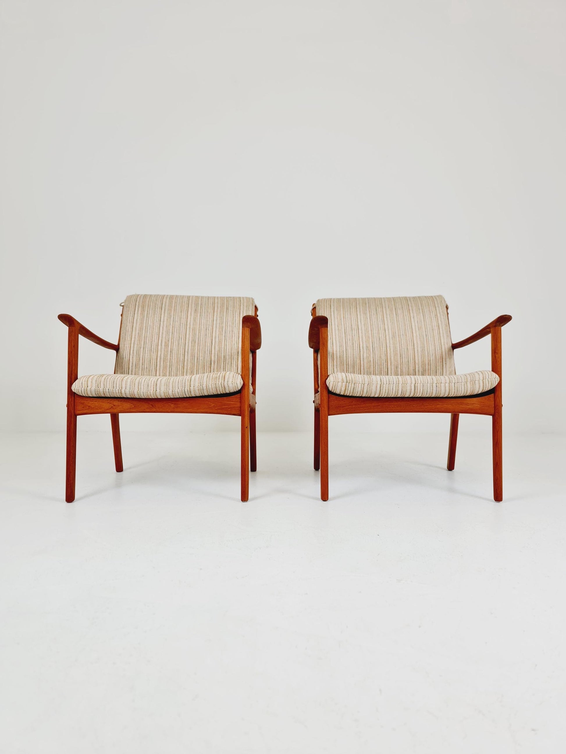 Mid-century Rare Danish teak lounge chair/ Easy chair by Ole Wanscher for Poul Jeppesens , 1960s Set of 2
