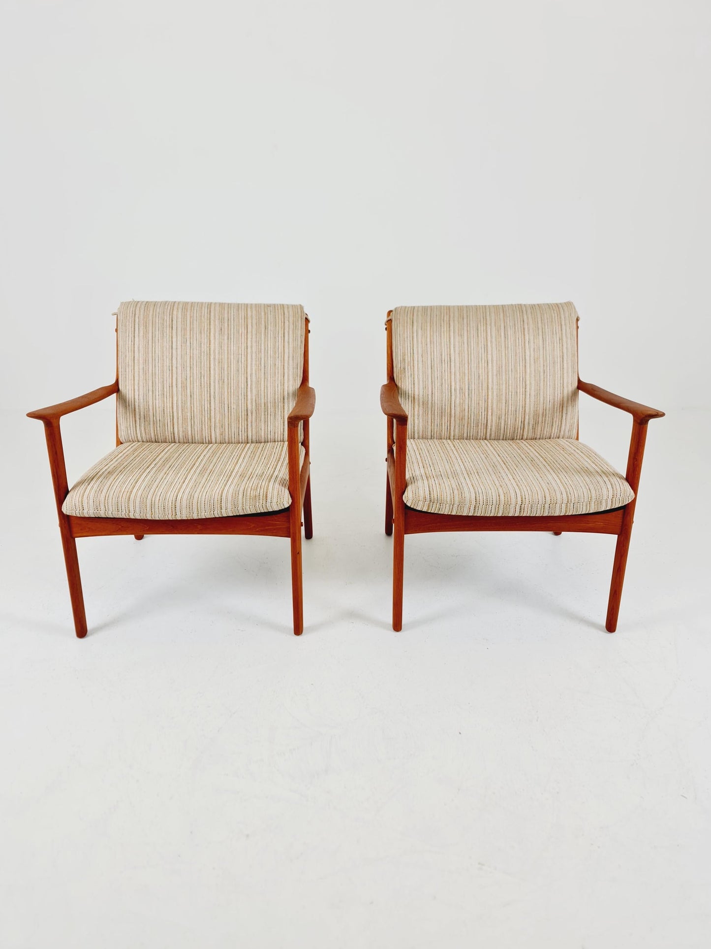 Mid-century Rare Danish teak lounge chair/ Easy chair by Ole Wanscher for Poul Jeppesens , 1960s Set of 2