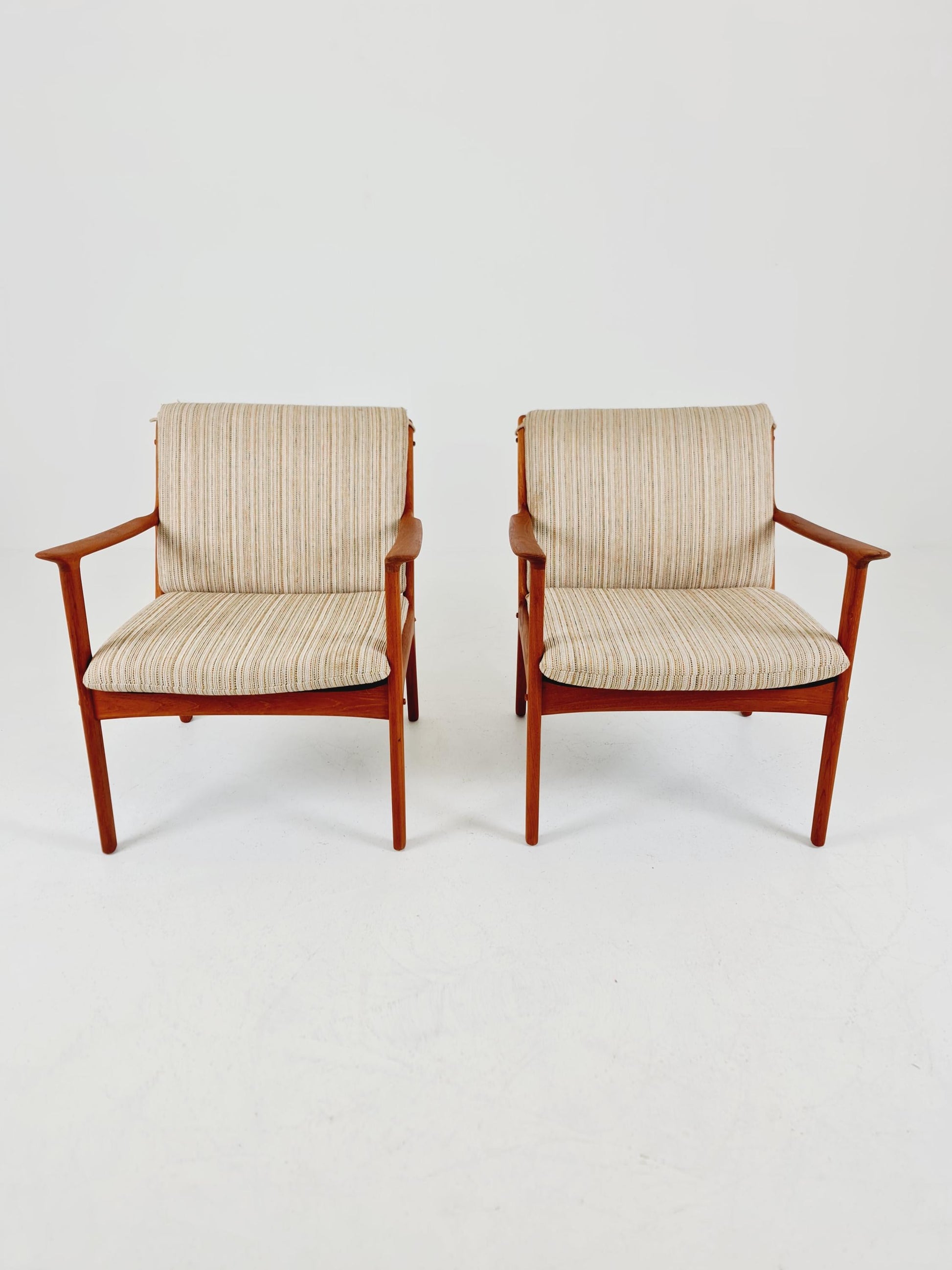 Mid-century Rare Danish teak lounge chair/ Easy chair by Ole Wanscher for Poul Jeppesens , 1960s Set of 2