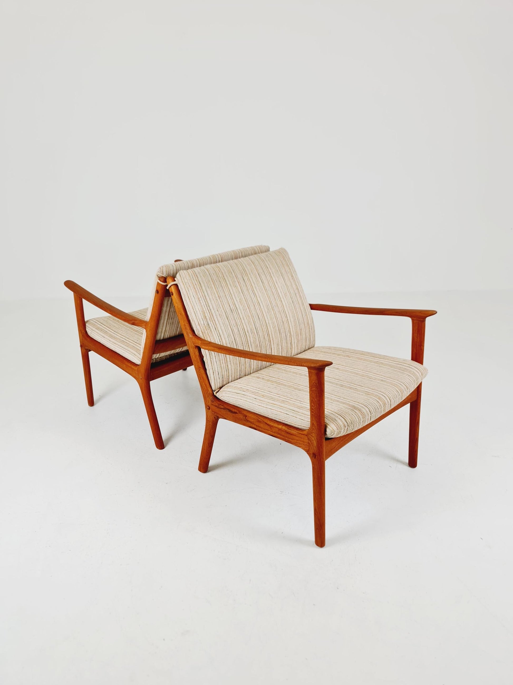 Mid-century Rare Danish teak lounge chair/ Easy chair by Ole Wanscher for Poul Jeppesens , 1960s Set of 2