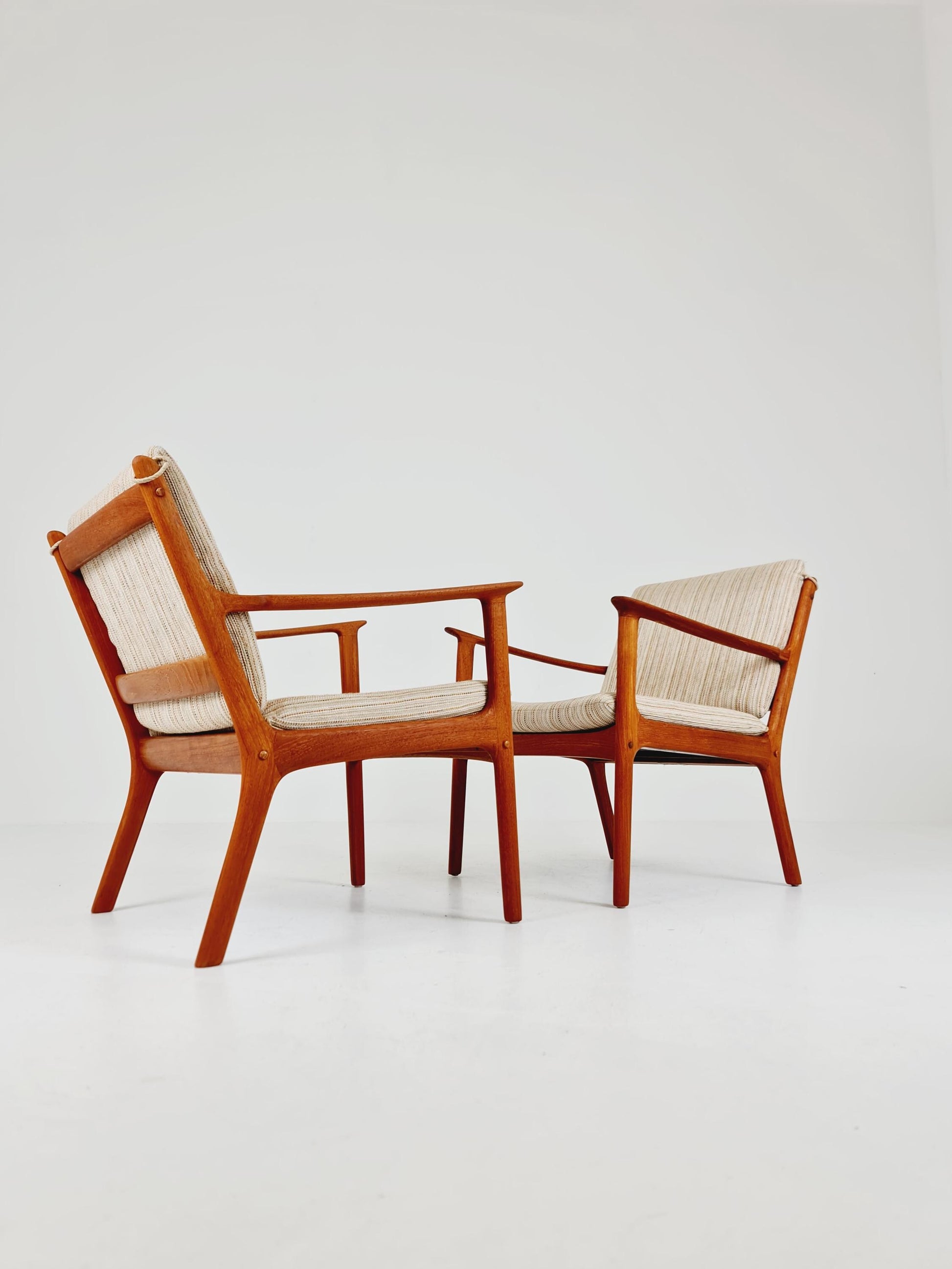 Mid-century Rare Danish teak lounge chair/ Easy chair by Ole Wanscher for Poul Jeppesens , 1960s Set of 2