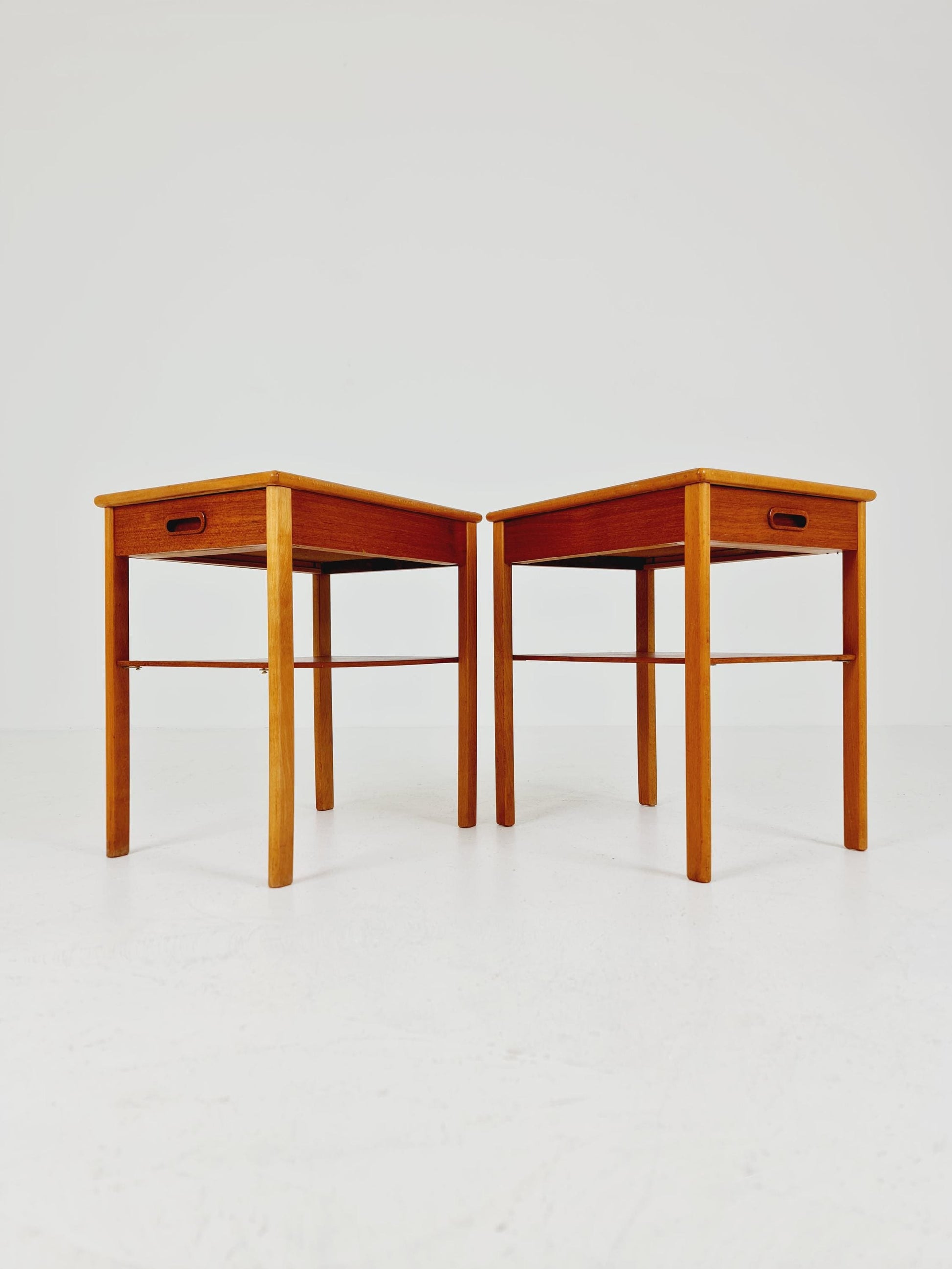 Mid century Danish teak & Oak bedside tables/ nightstands , 1960s, set of 2