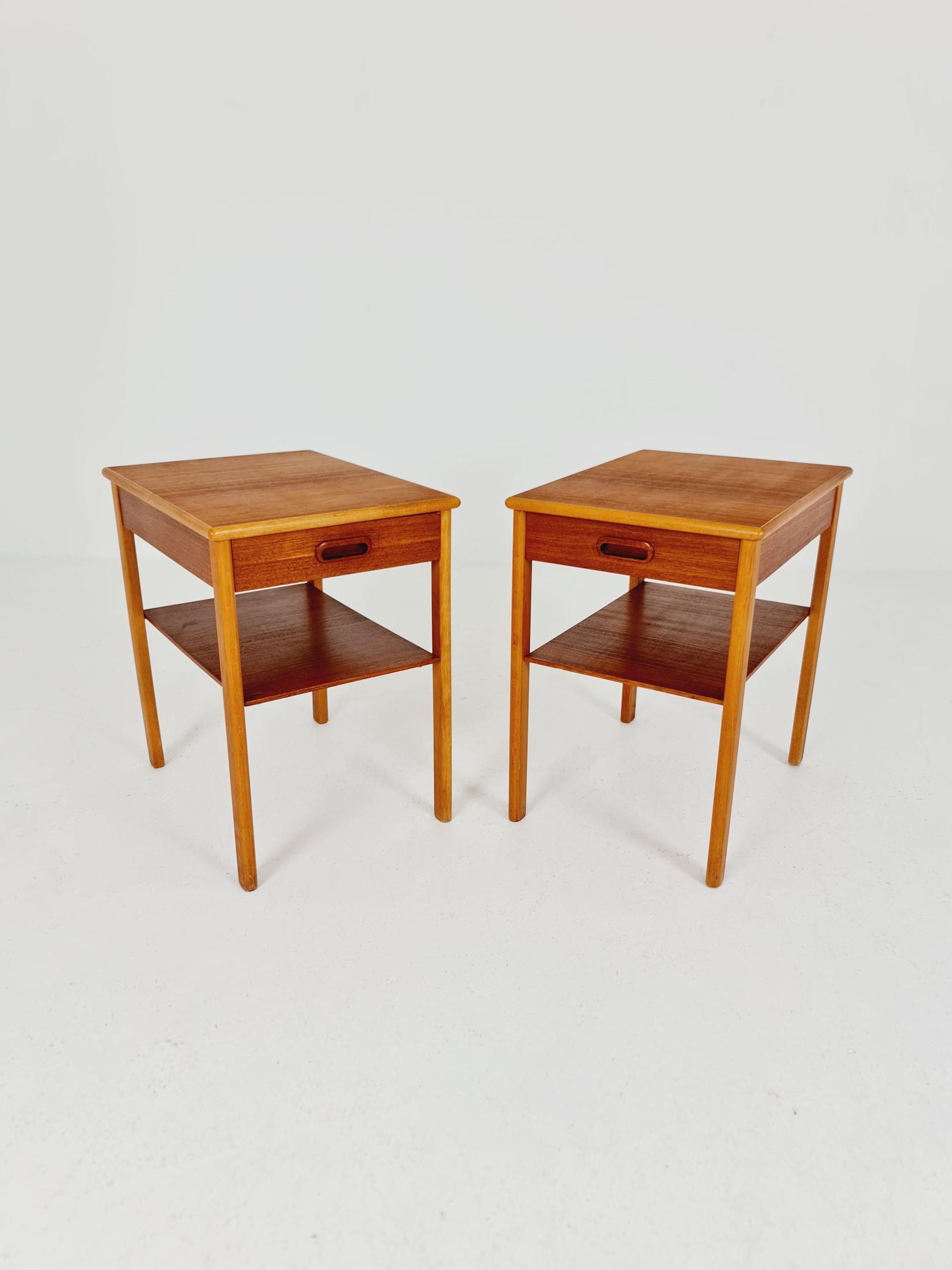Mid century Danish teak & Oak bedside tables/ nightstands , 1960s, set of 2