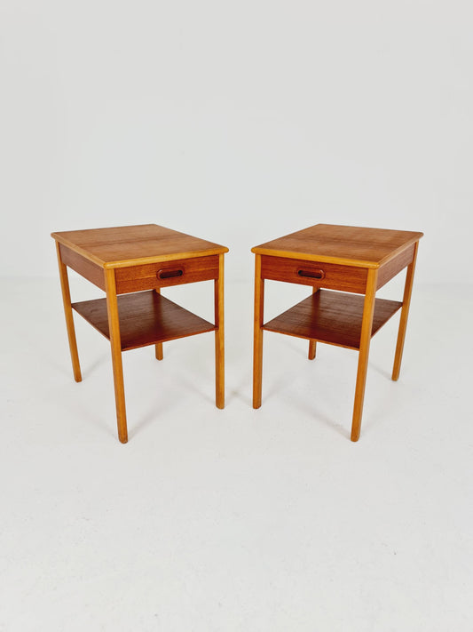 Mid century Danish teak & Oak bedside tables/ nightstands , 1960s, set of 2