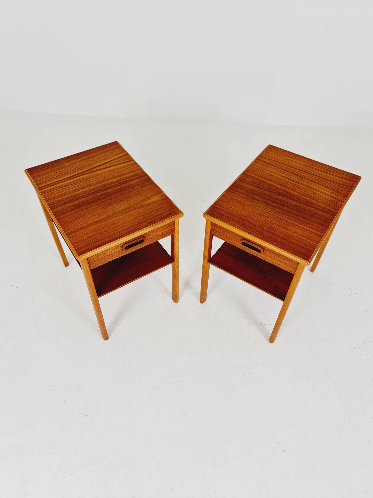 Mid century Danish teak & Oak bedside tables/ nightstands , 1960s, set of 2